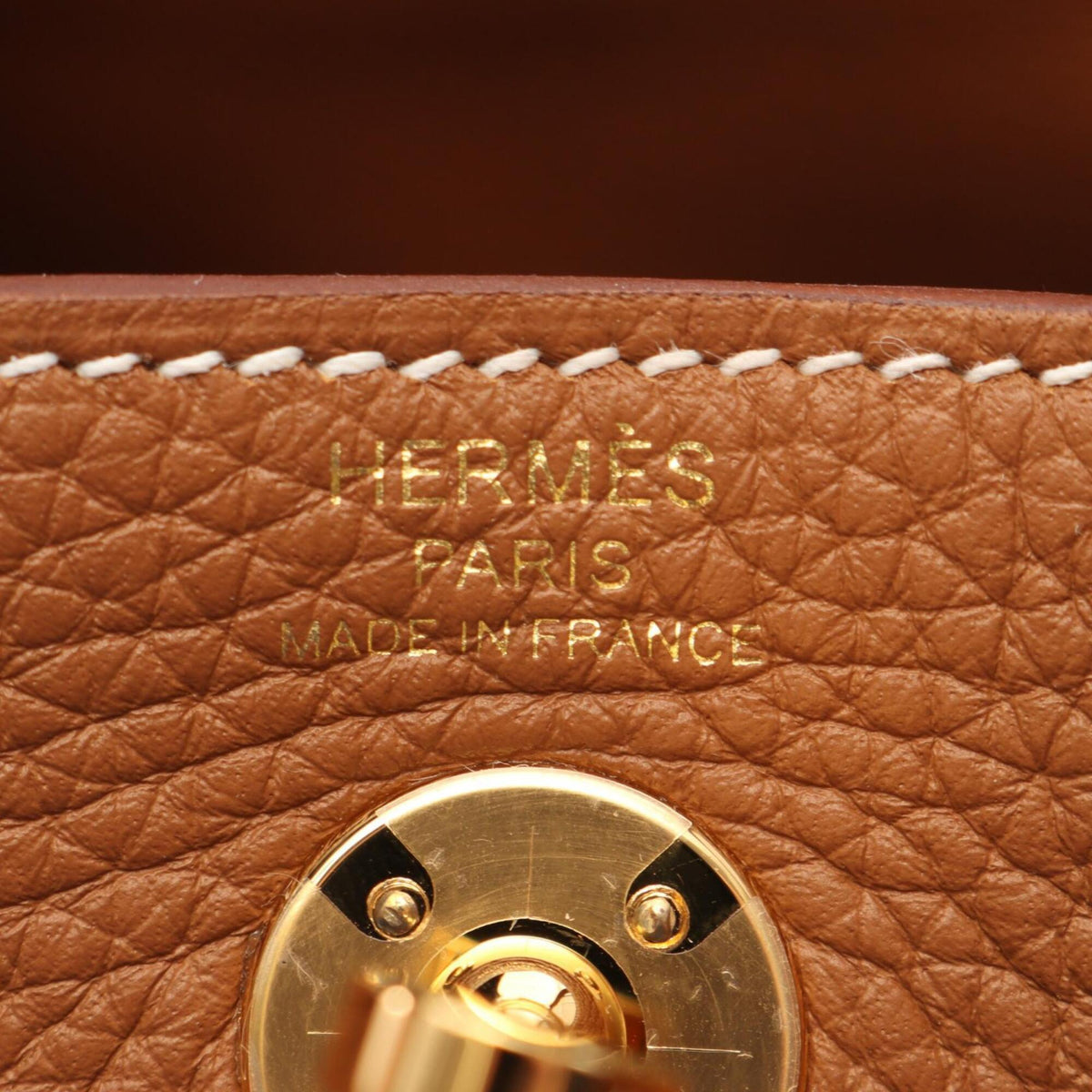 Hermes Brown Gold Brown Taurillon Clemence Leather Handbag Shoulder Bag (Pre-Owned)