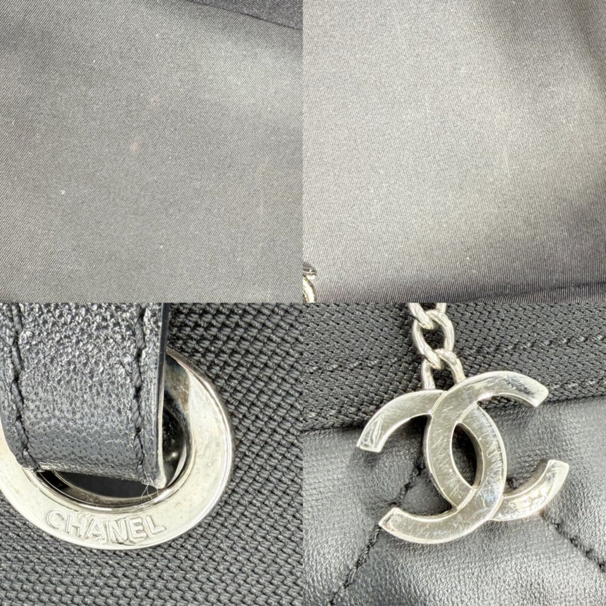 Chanel Black Coated Canvas Leather Handbag Tote Bag (Pre-Owned)