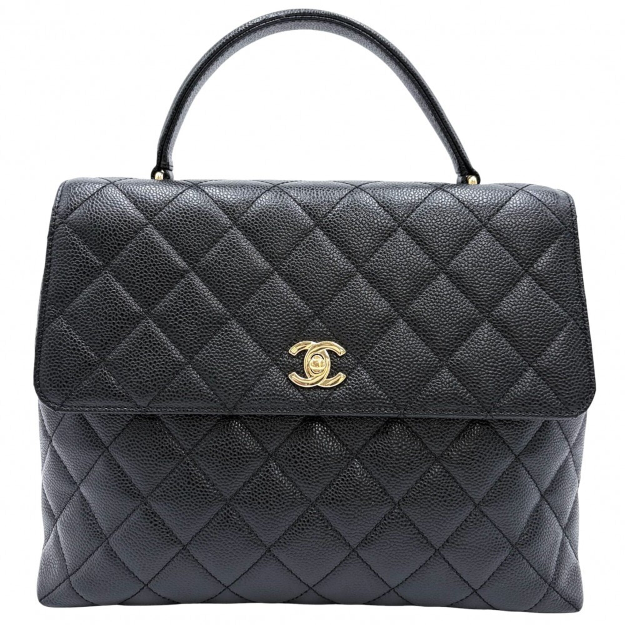 Chanel Black Grained Calfskin Handbag (Pre-Owned)