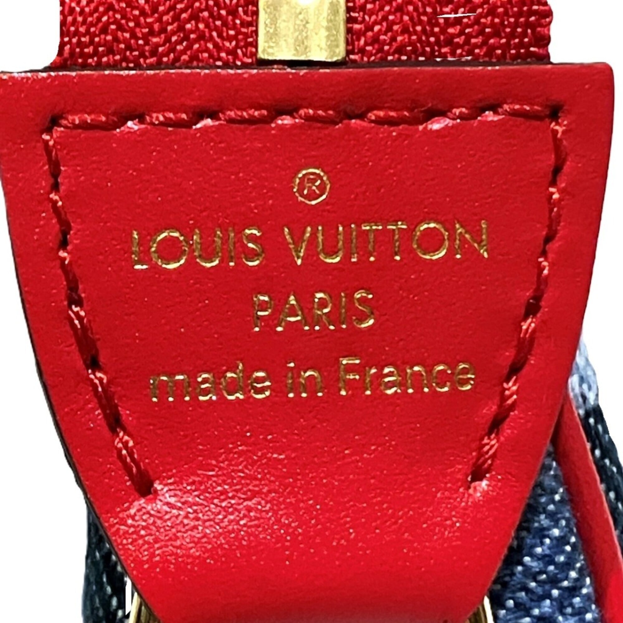 Louis Vuitton Monogram Denim Blue Red Color Monogram Denim Leather Pochette (Pre-Owned)
