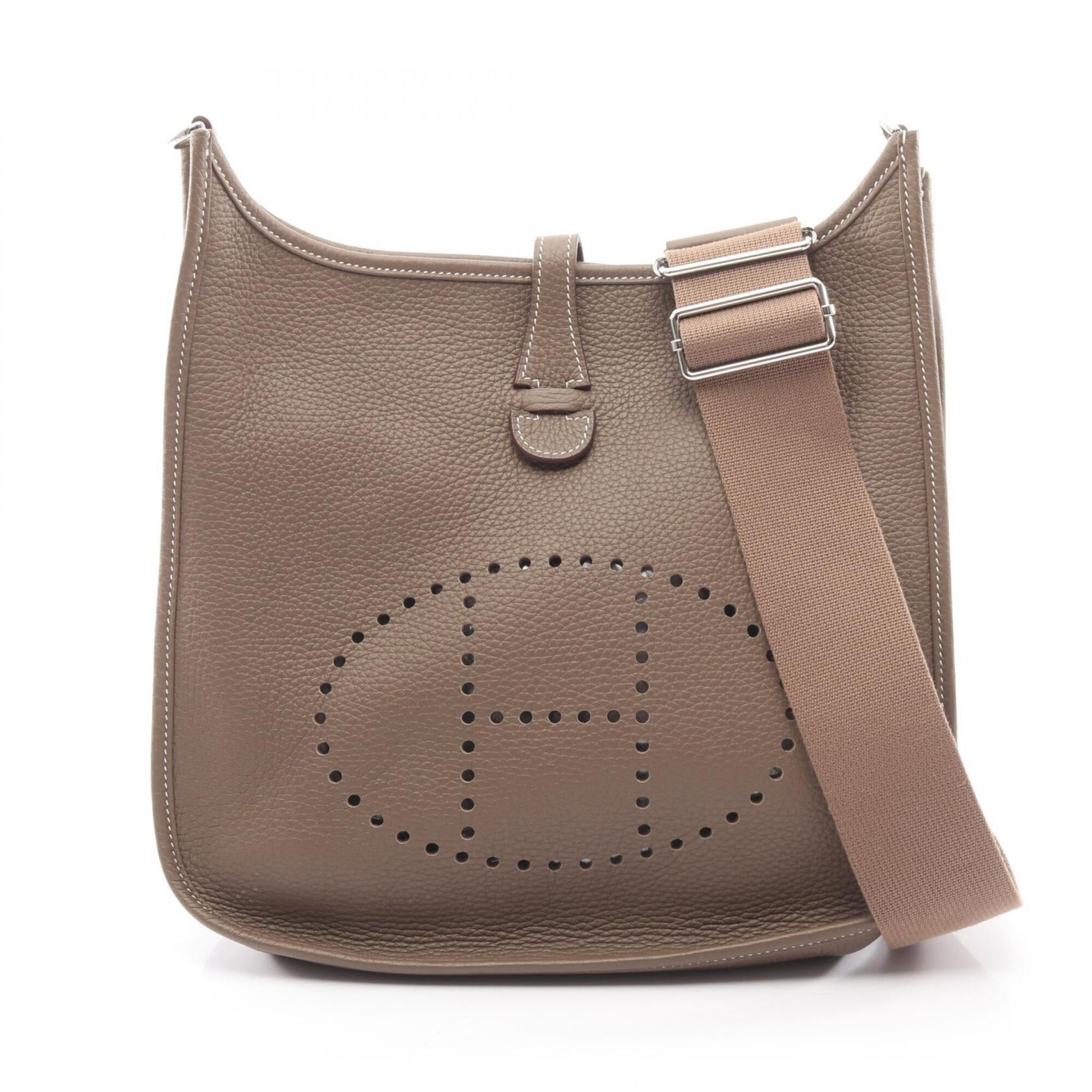 Hermes Gray Taurillon Clemence Leather Handbag Shoulder Bag (Pre-Owned)