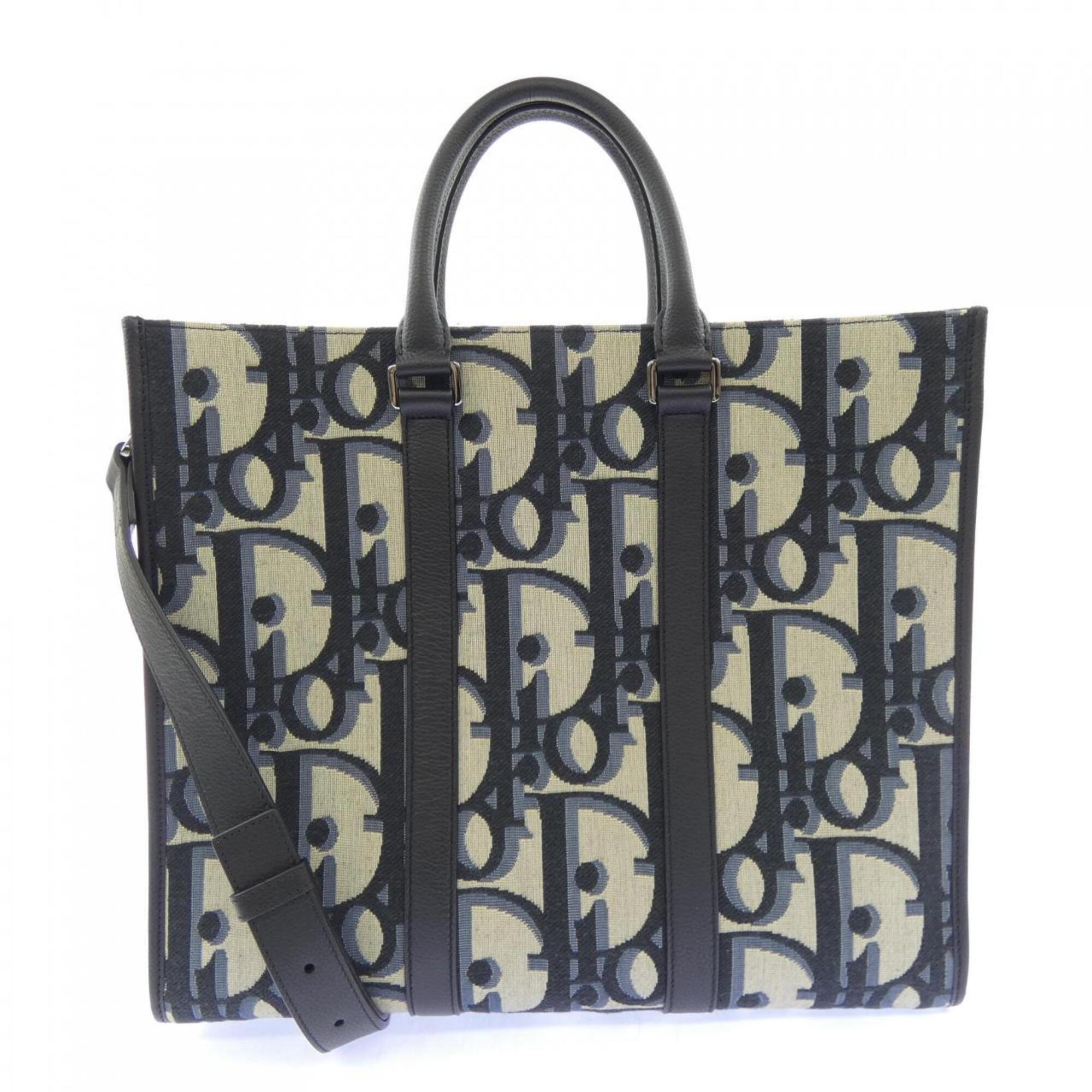 Christian Dior Beige Navy Handbag (Pre-Owned)