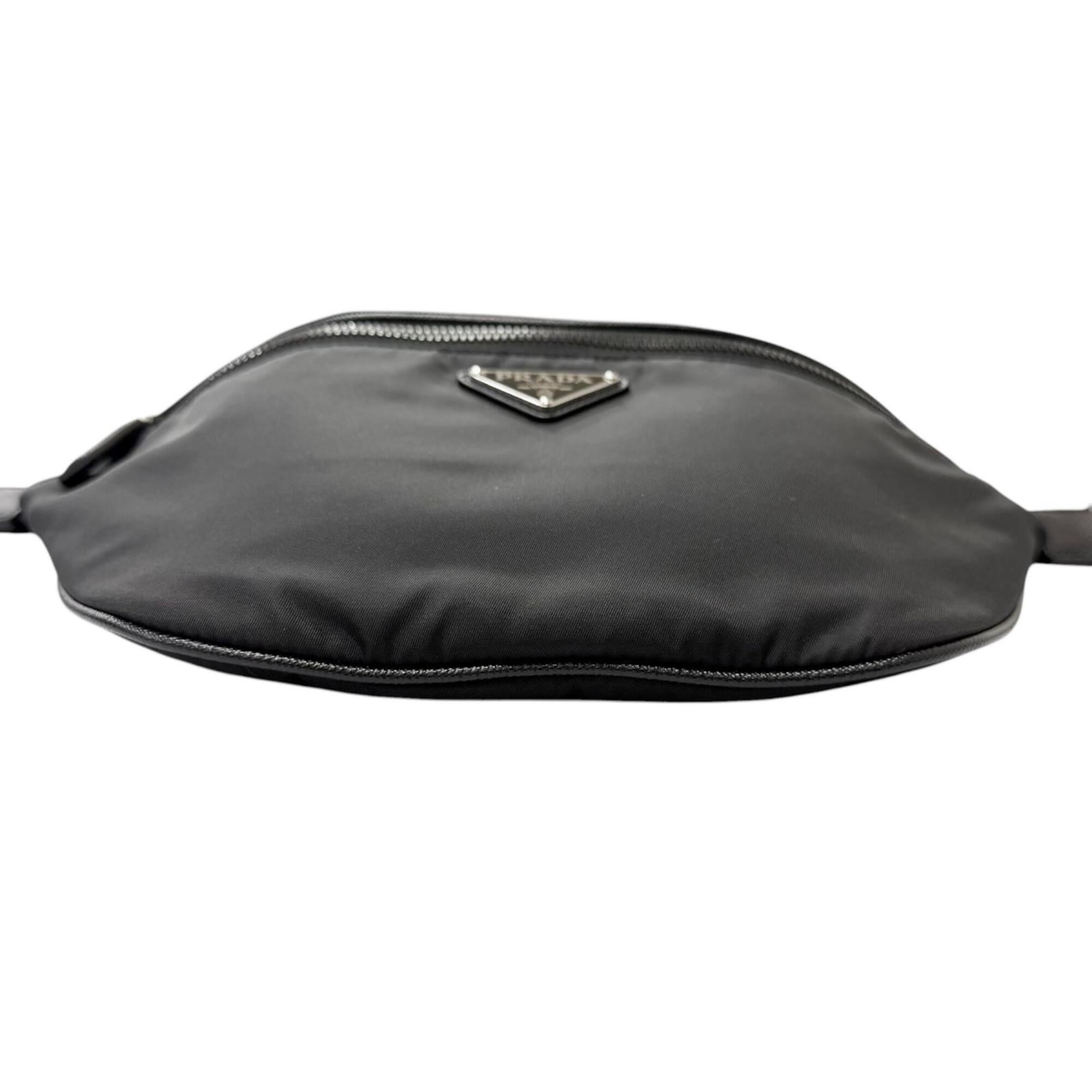Prada Black Nylon Leather Fanny Pack Sling Bag (Pre-Owned)