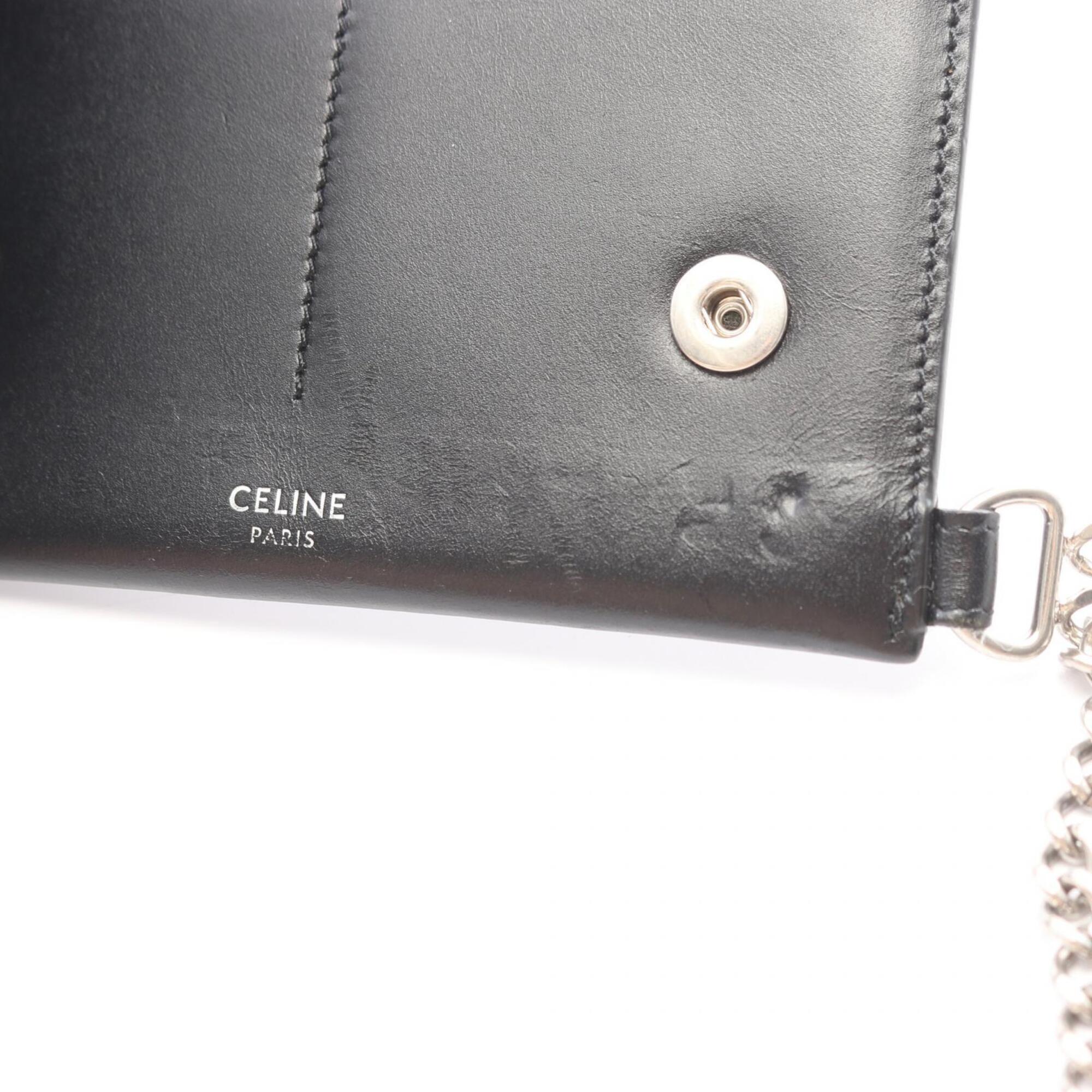 Celine Black Leather Chain/Shoulder Wallet (Pre-Owned)