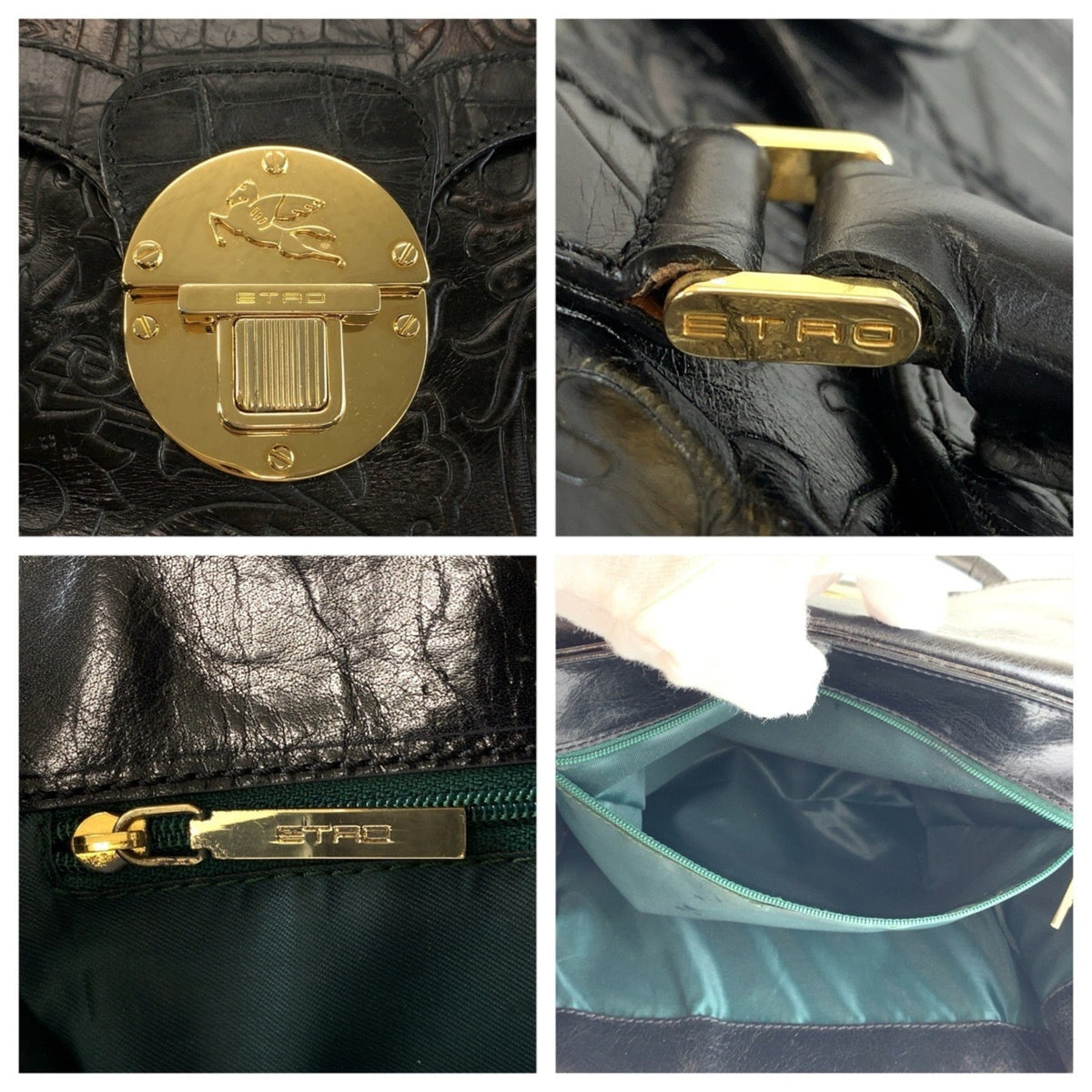 Etro Black Leather Handbag (Pre-Owned)