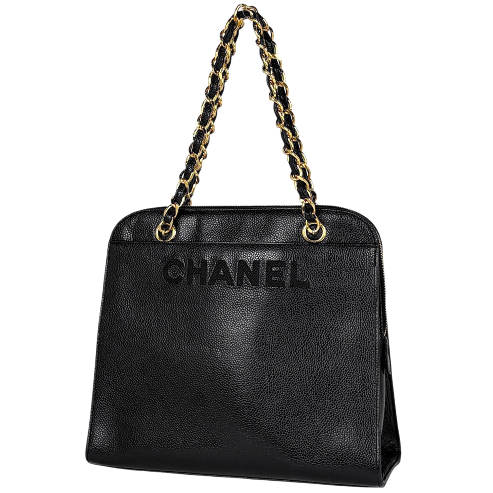Chanel Black Grained Calfskin Tote Bag (Pre-Owned)