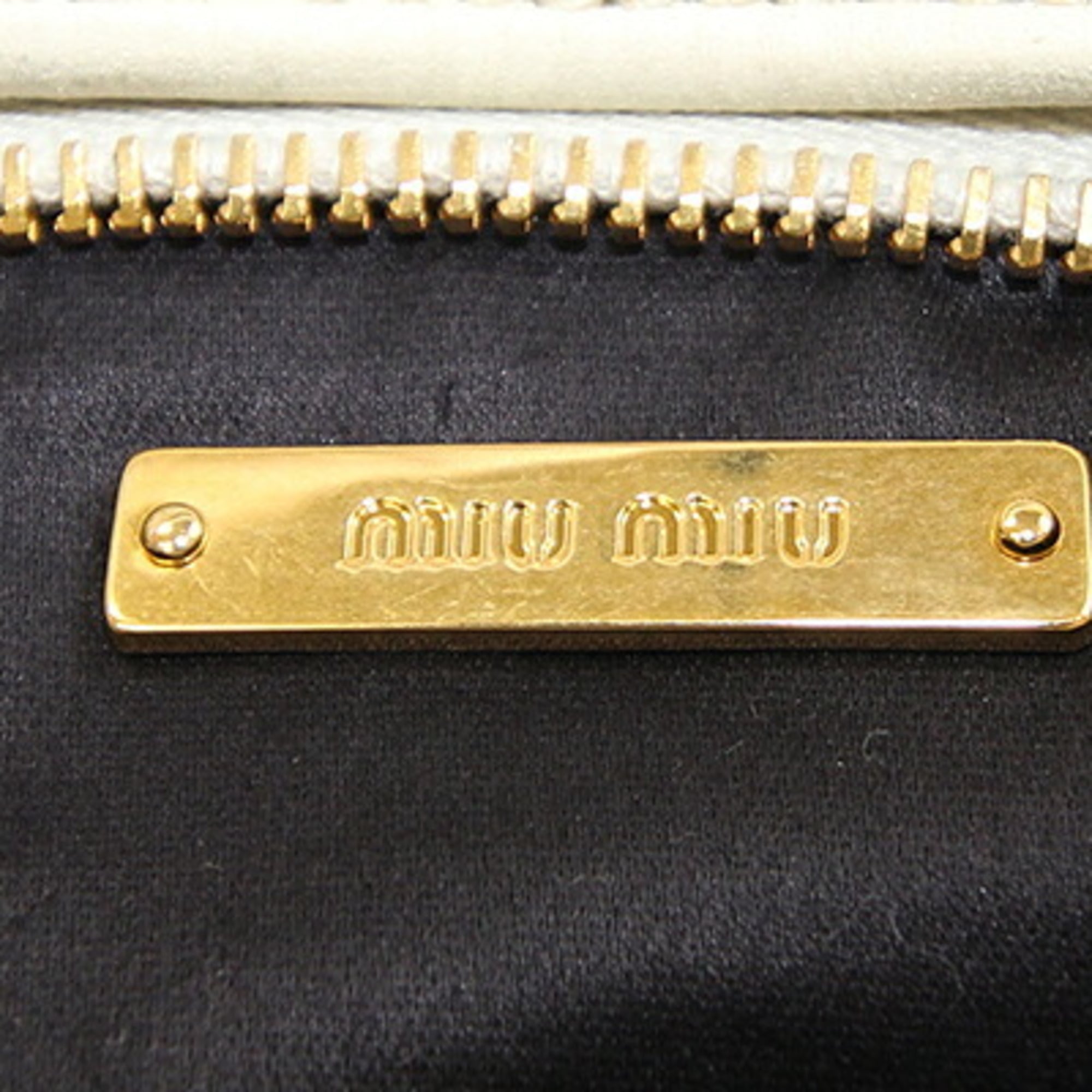 Miu Miu Matelasse Ivory Leather Handbag Shoulder Bag (Pre-Owned)