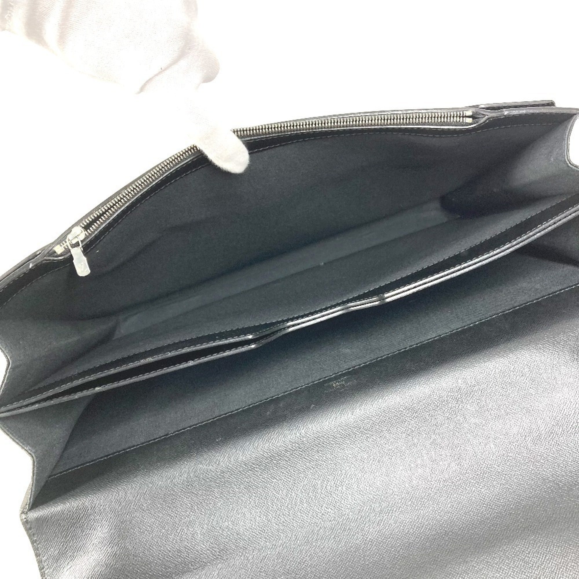 Louis Vuitton Ardoise Black Taiga Leather Leather Briefcase Handbag (Pre-Owned)