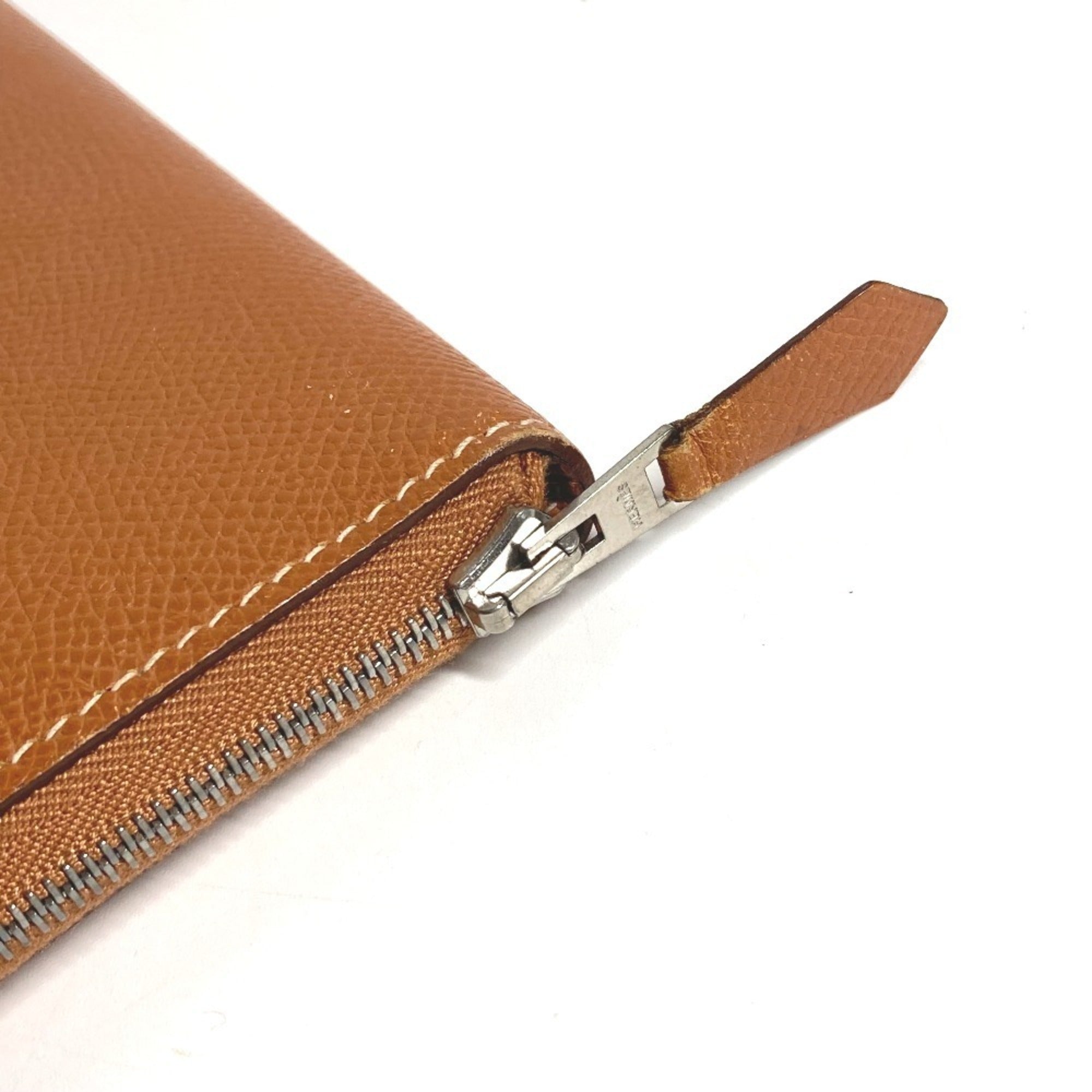 Hermes Azap Gold Leather Long Wallet (Bi-Fold) (Pre-Owned)