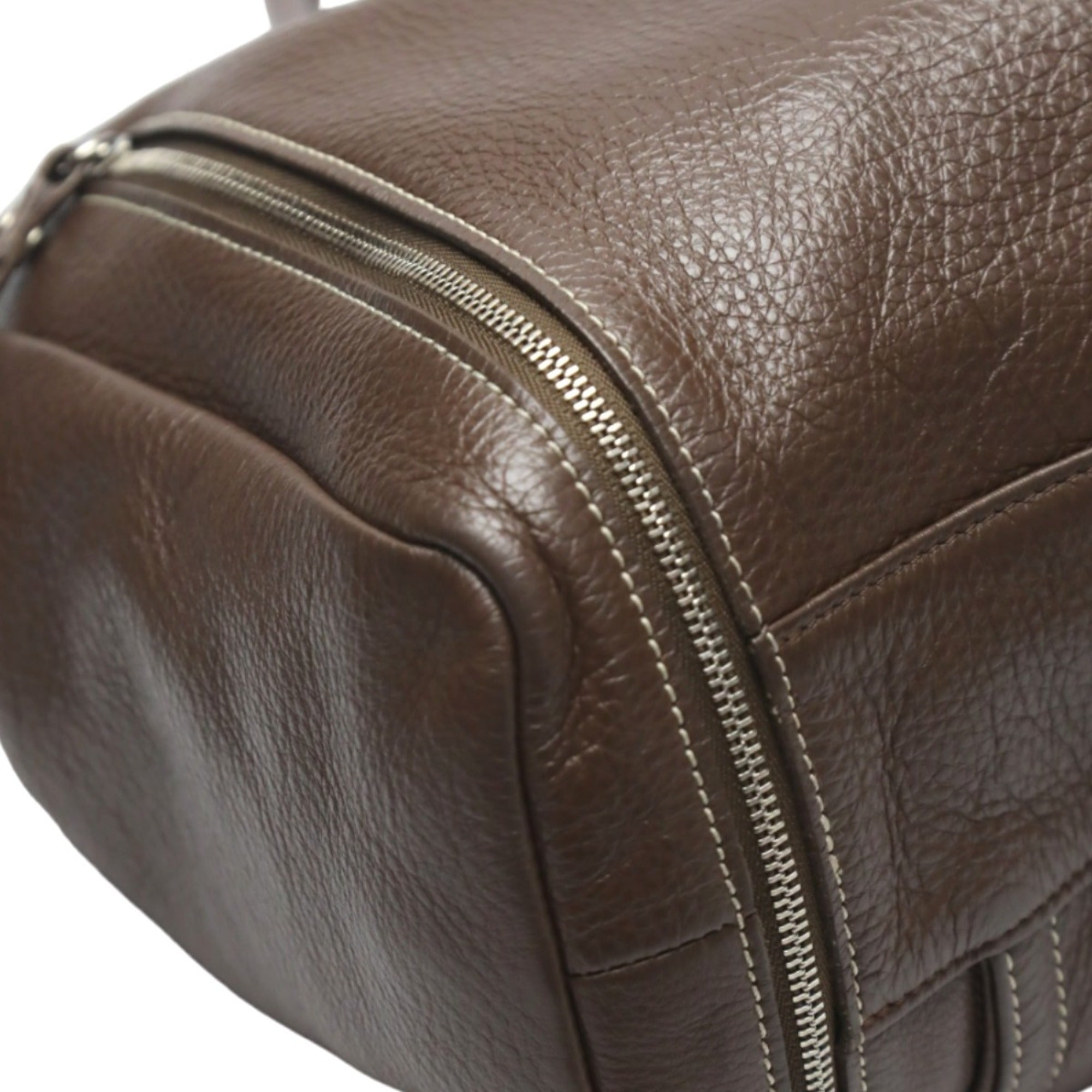 Longchamp Brown Leather Handbag Tote Bag (Pre-Owned)