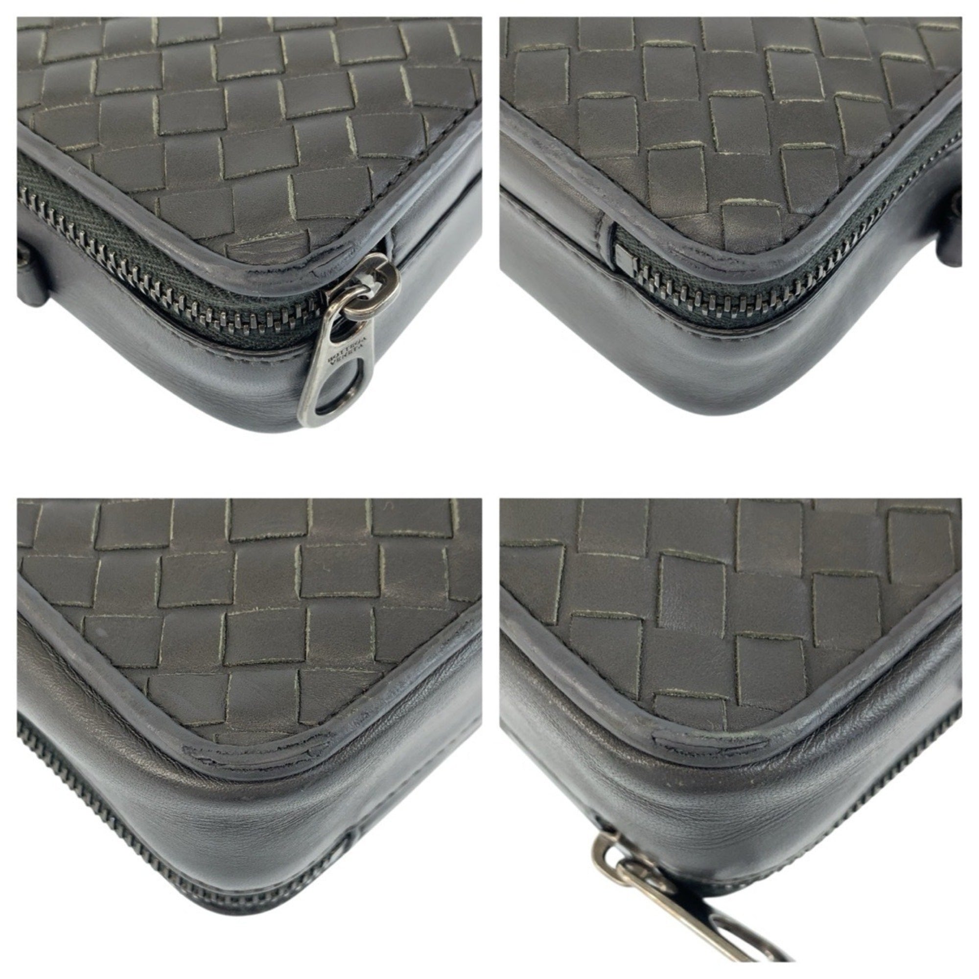 Bottega Veneta Gray Intrecciato Clutch Bag (Pre-Owned)
