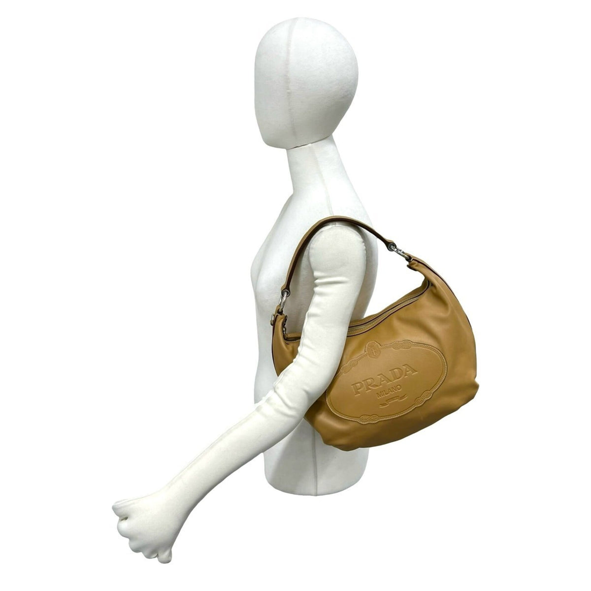 Prada Beige Leather Handbag Shoulder Bag Tote Bag (Pre-Owned)