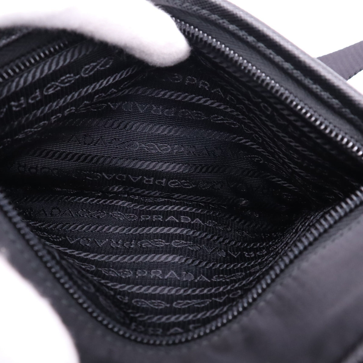 Prada Saffiano Black Nylon Shoulder Bag (Pre-Owned)