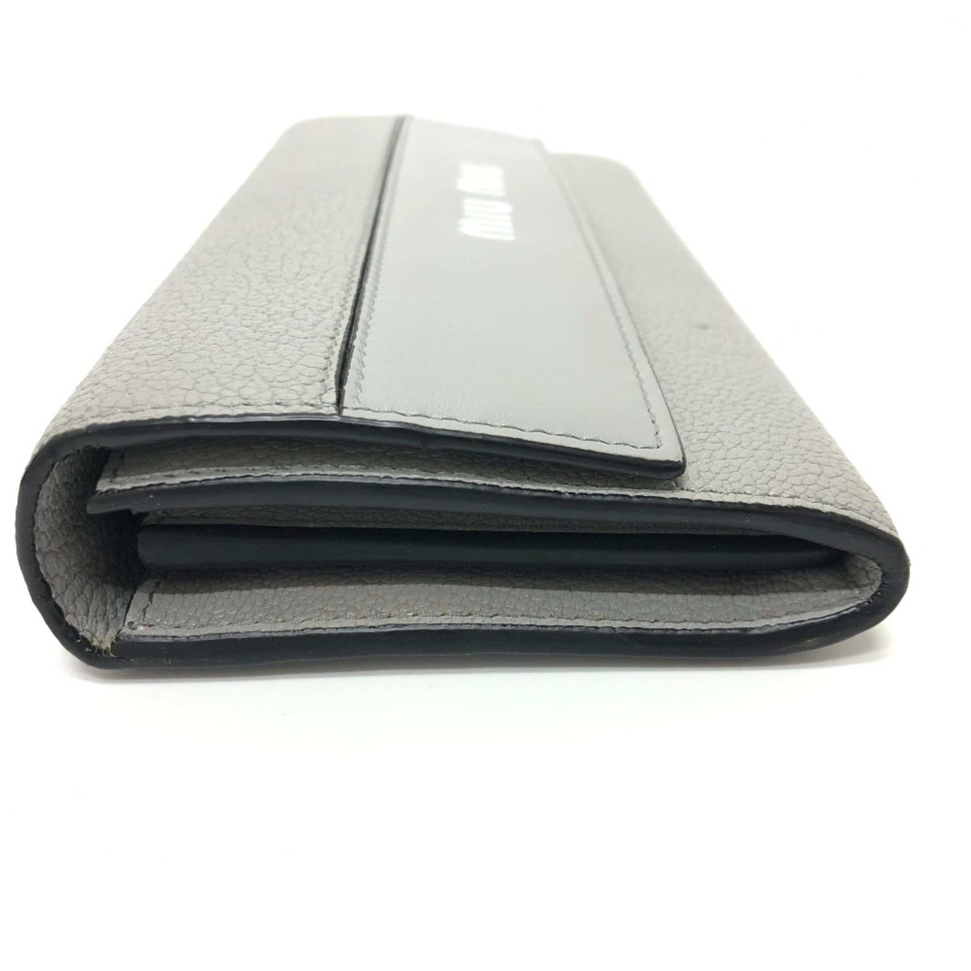 Miu Miu Gray Leather Long Wallet (Bi-Fold) (Pre-Owned)