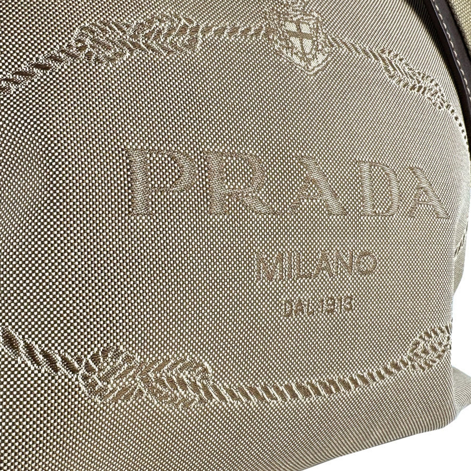 Prada Brown Canvas Leather Shoulder Bag (Pre-Owned)