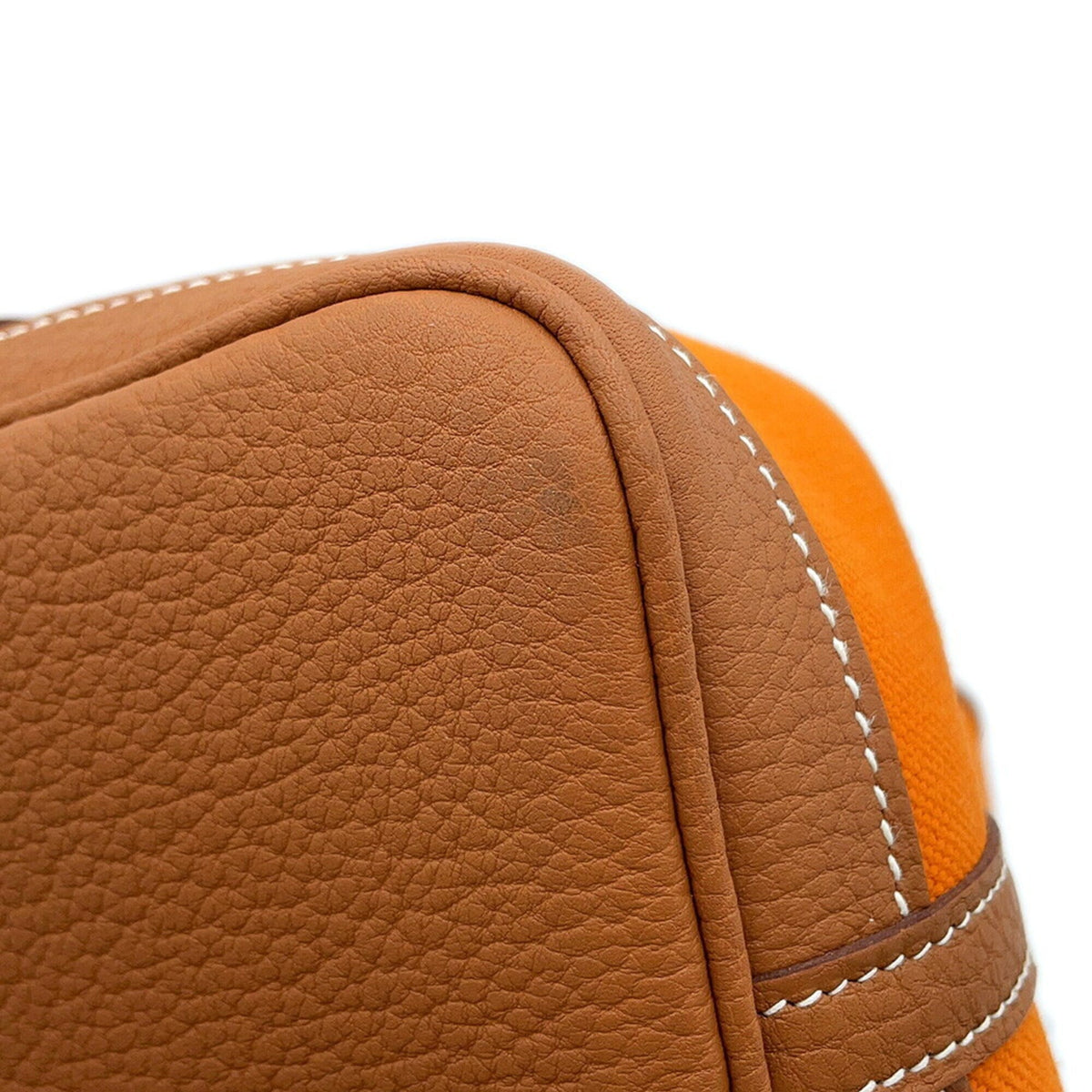 Hermes Apricot Gold Negonda Leather Canvas Tote Bag (Pre-Owned)