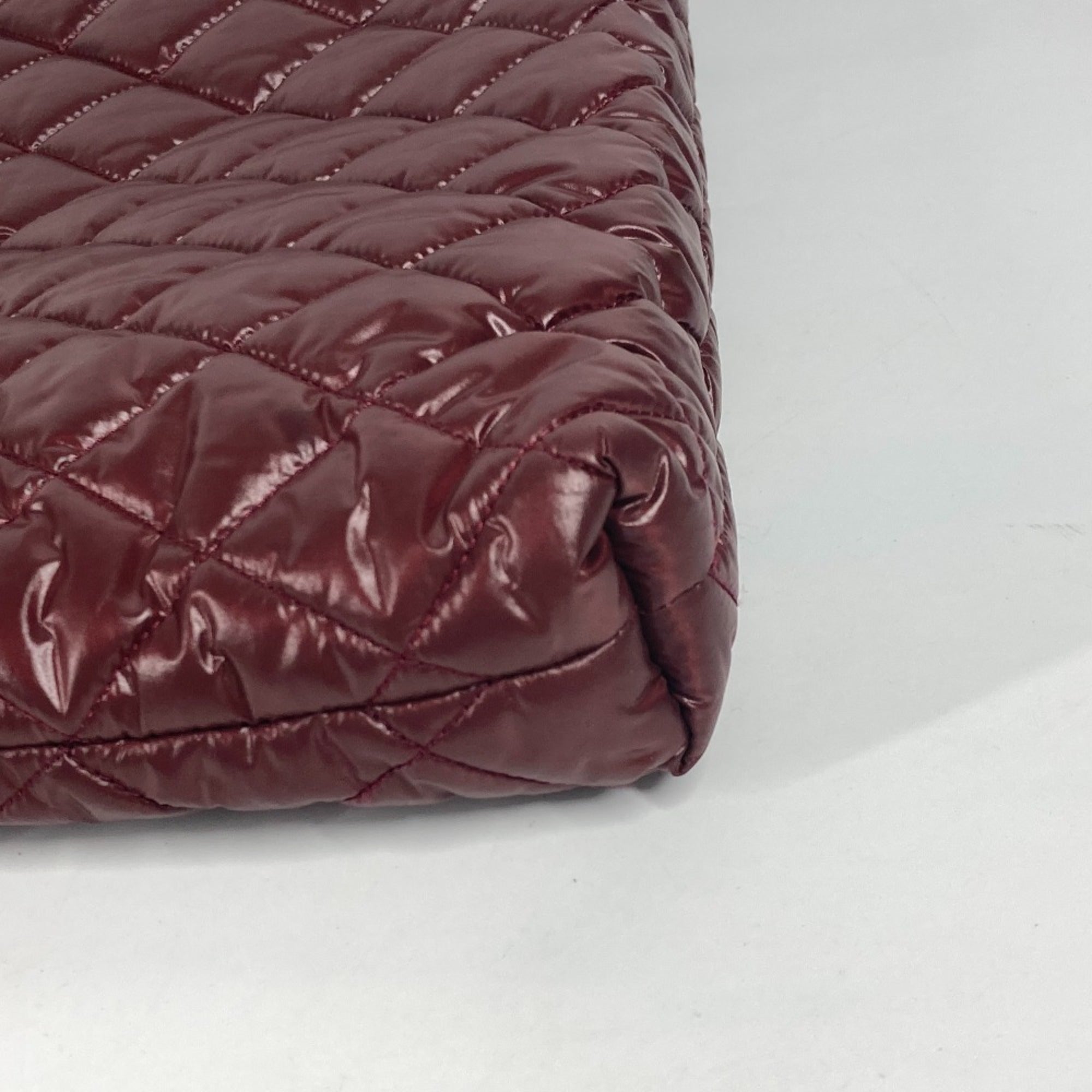 Chanel Coco Cocoon Beige Wine Nylon Leather Shoulder Bag Tote Bag (Pre-Owned)