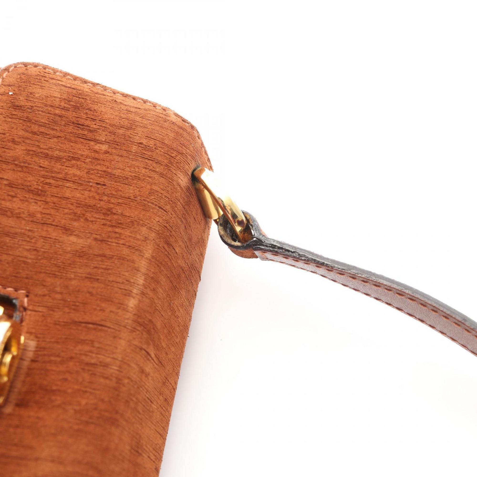 Salvatore Ferragamo Brown Suede Handbag Shoulder Bag (Pre-Owned)