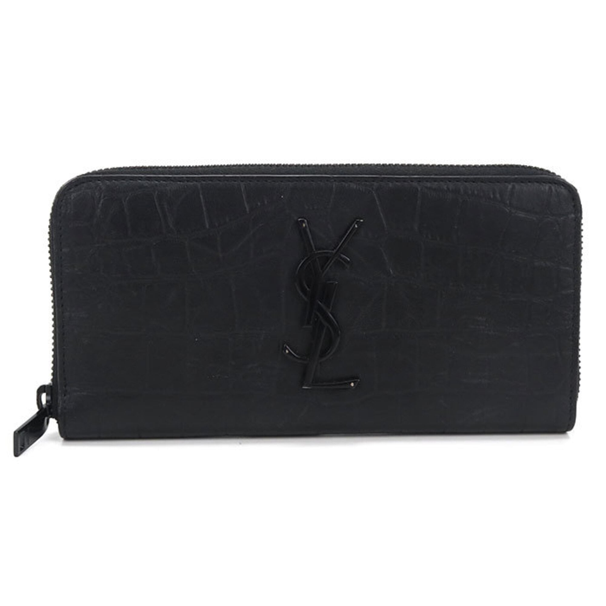 Saint Laurent Black Leather Long Wallet (Bi-Fold) (Pre-Owned)
