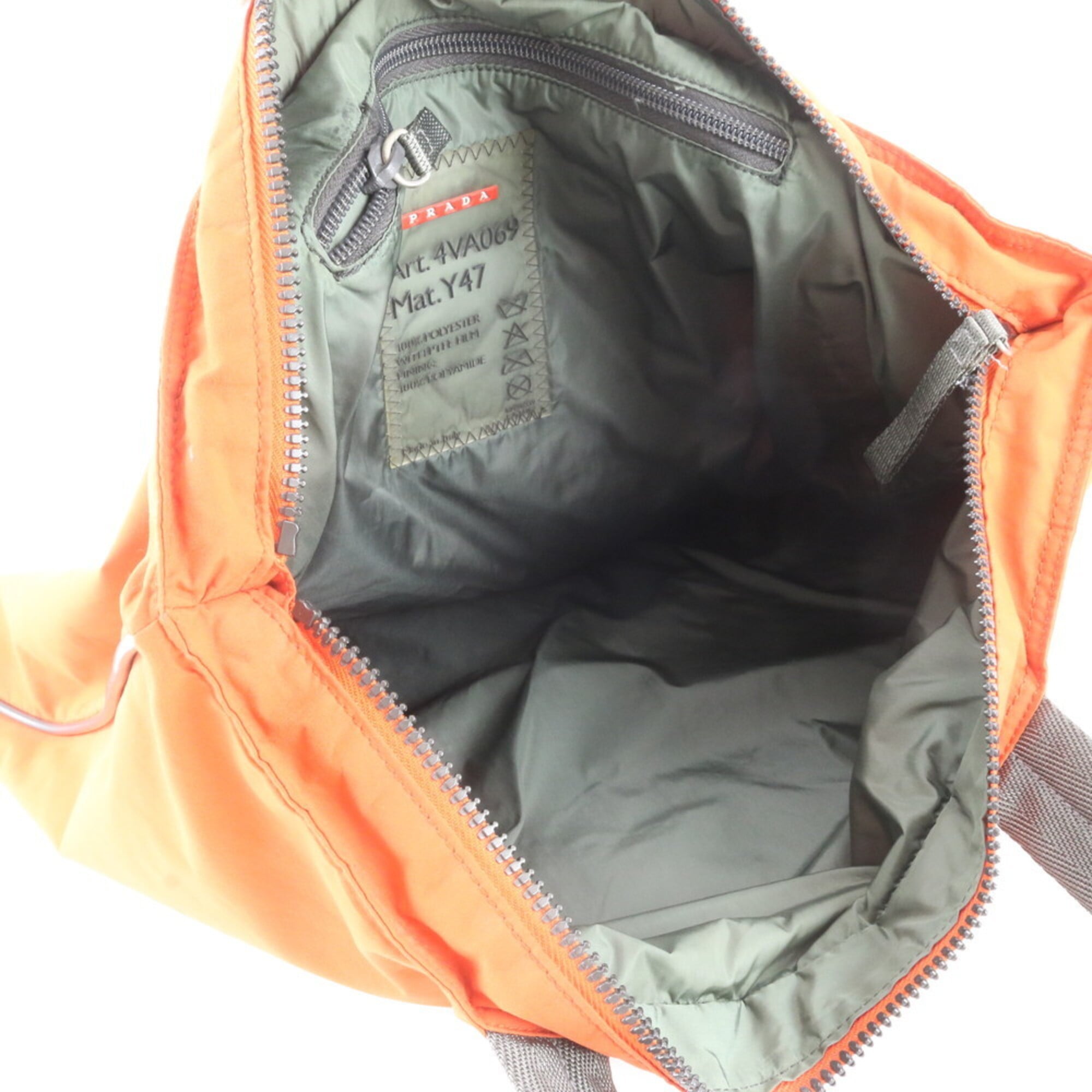 Pradasports Khaki Orange Nylon Handbag Tote Bag (Pre-Owned)