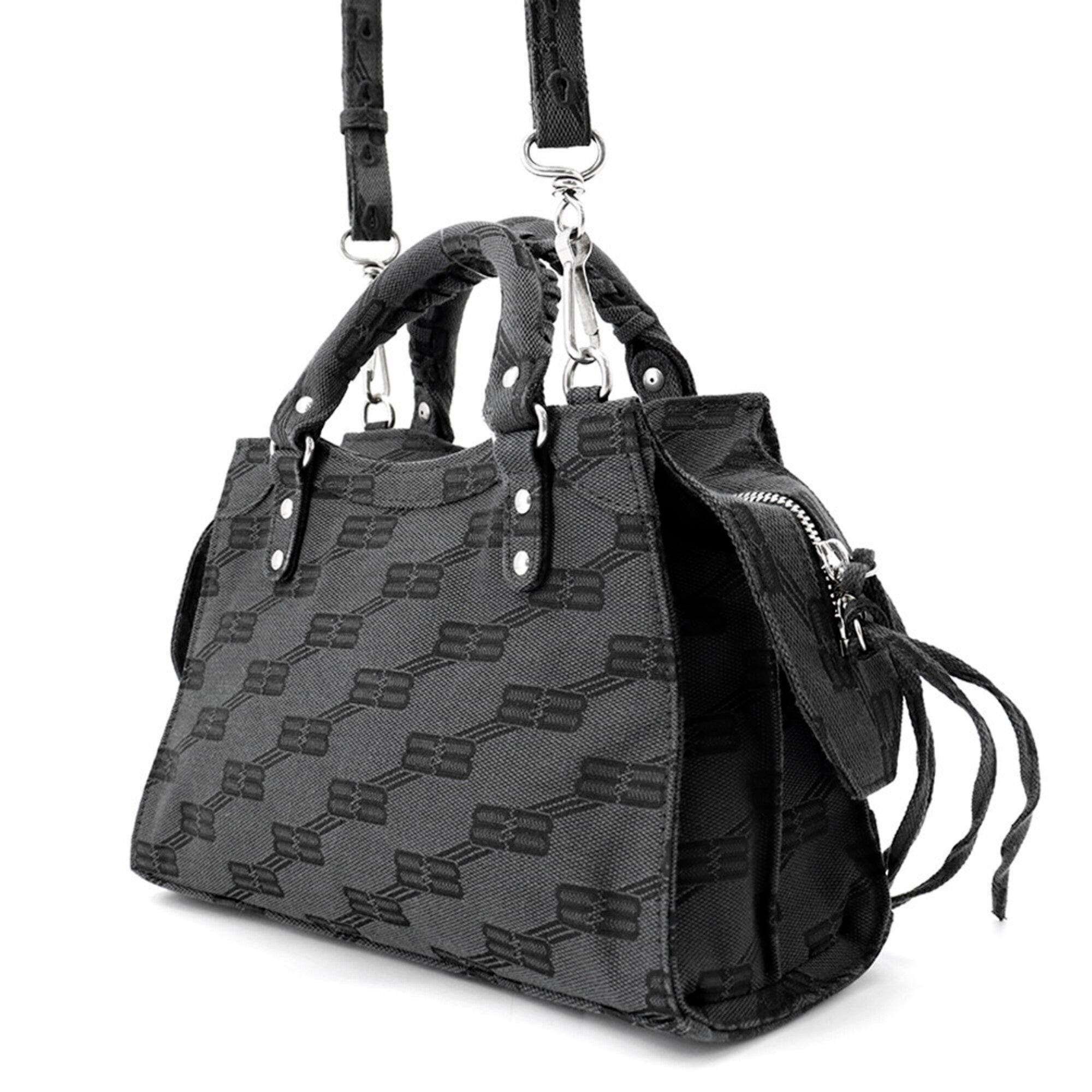 Balenciaga Gray Canvas Handbag Shoulder Bag (Pre-Owned)