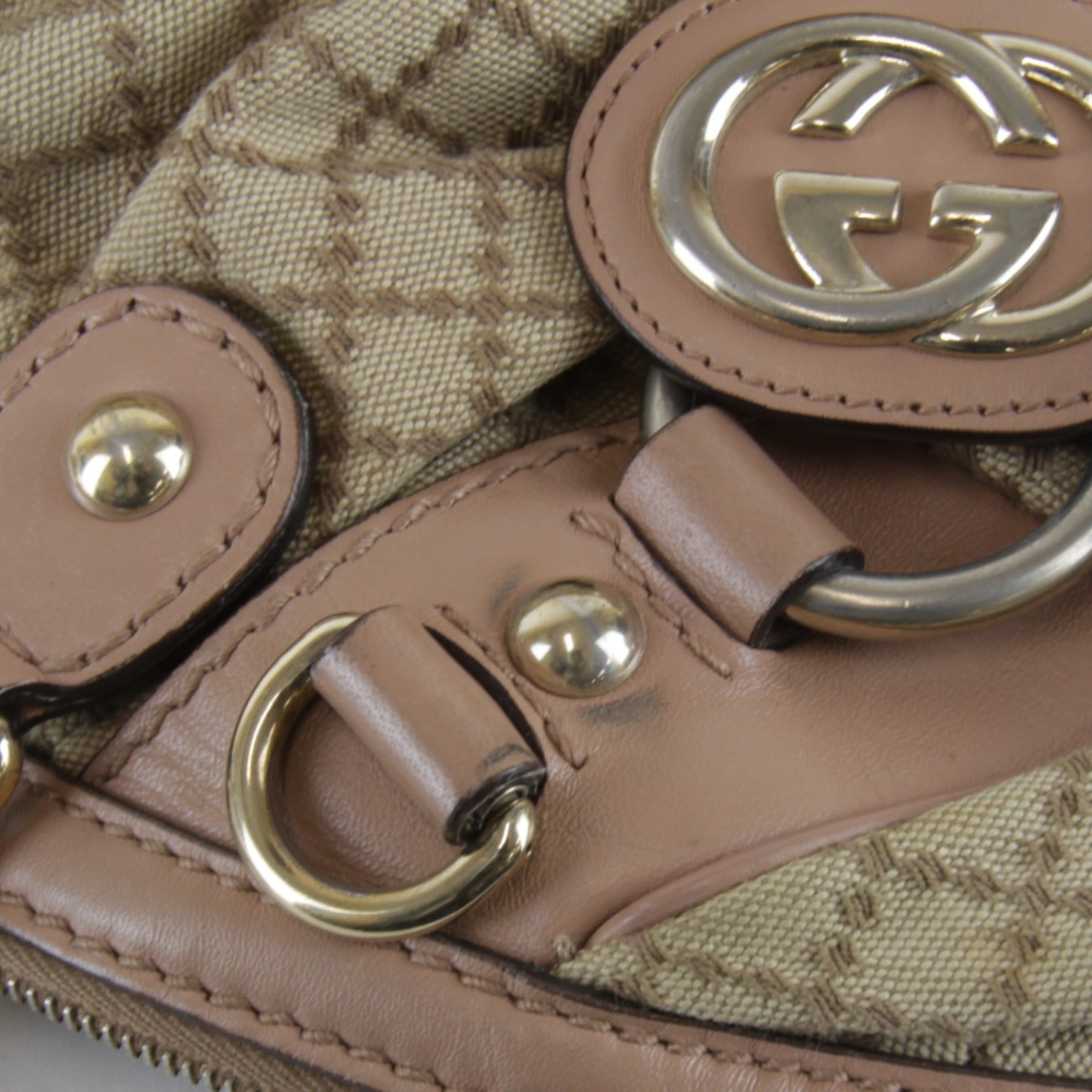 Gucci Beige Black Yellow Canvas Handbag (Pre-Owned)