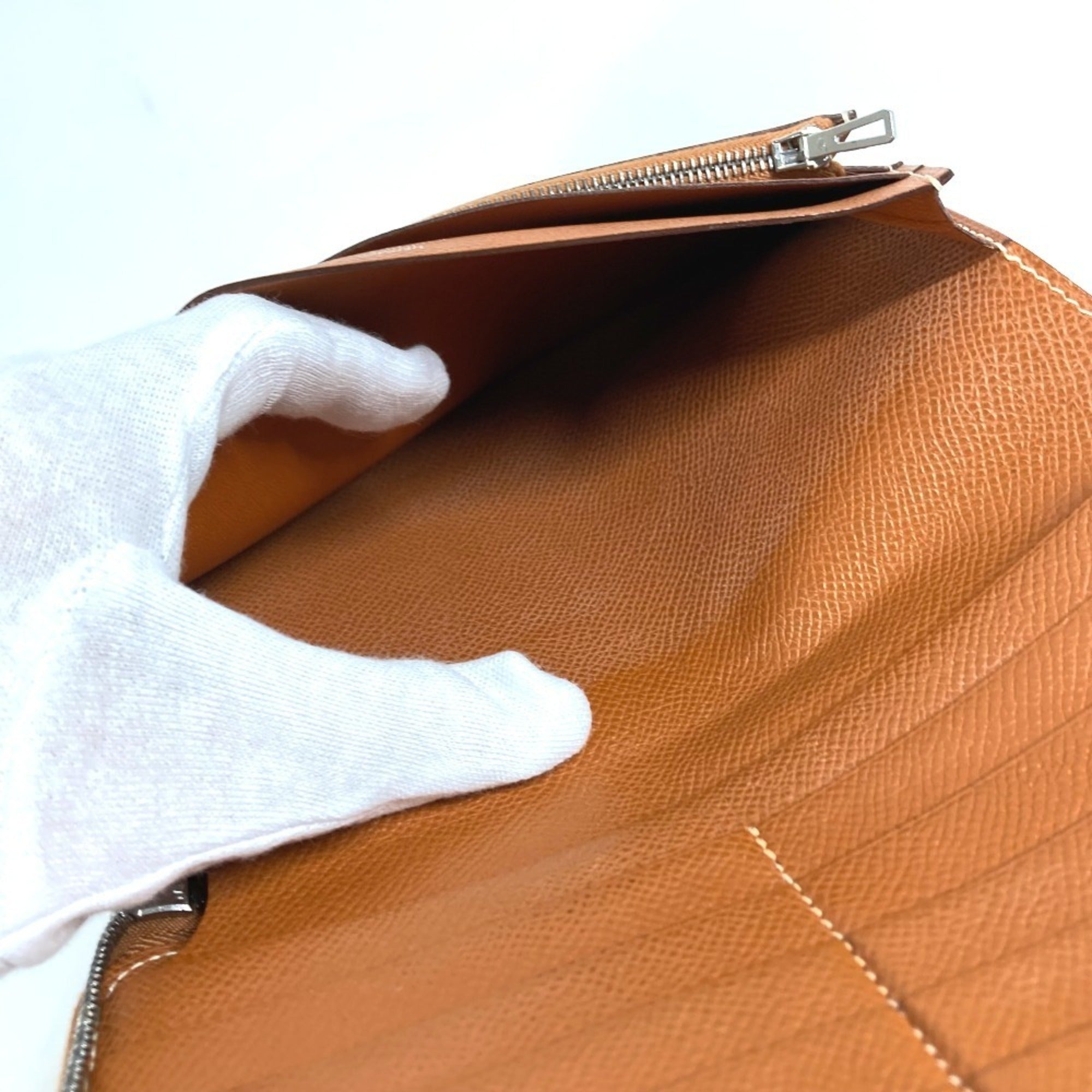 Hermes Azap Gold Leather Long Wallet (Bi-Fold) (Pre-Owned)
