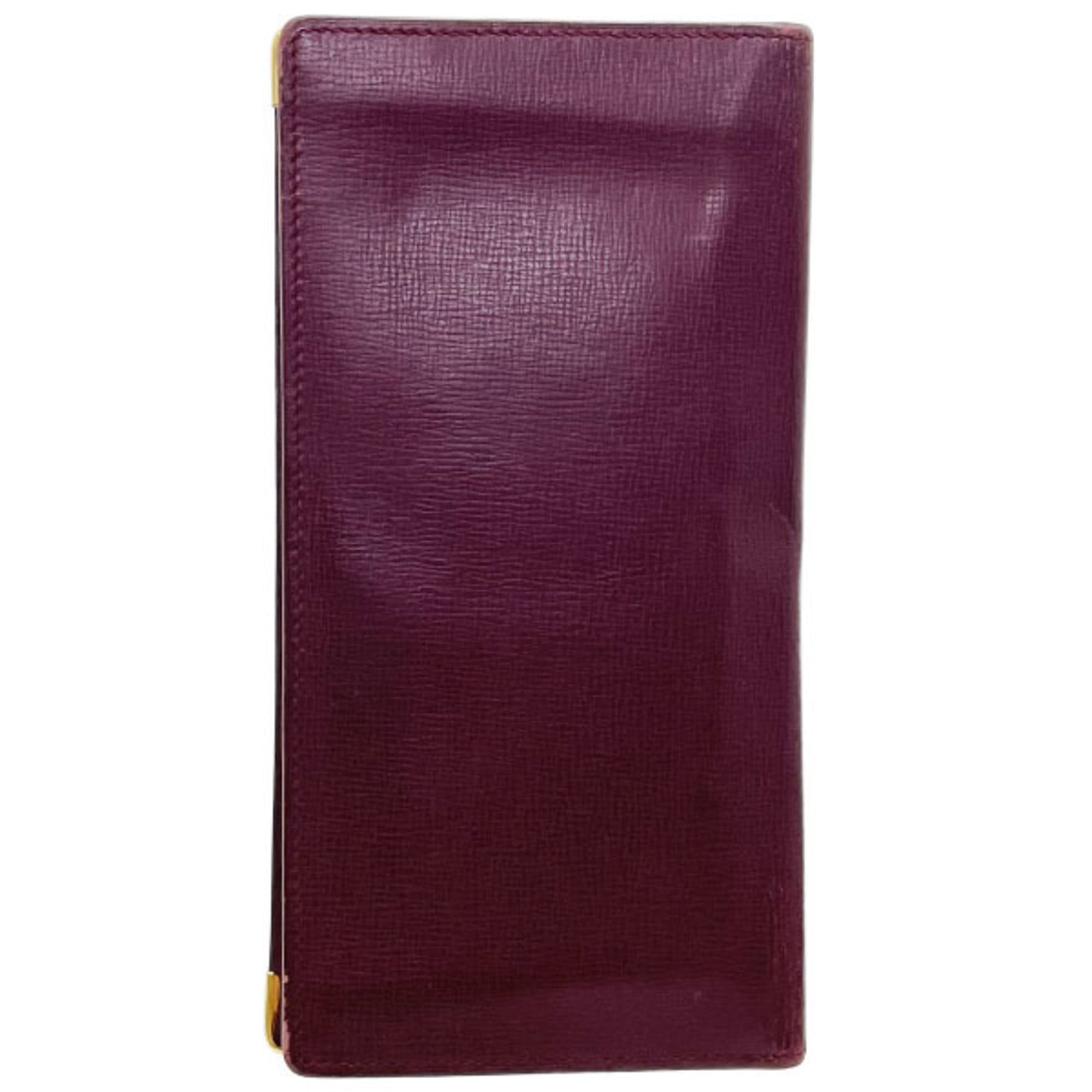 Cartier Must Bordeaux Leather Long Bill Wallet (Bi-Fold) (Pre-Owned)