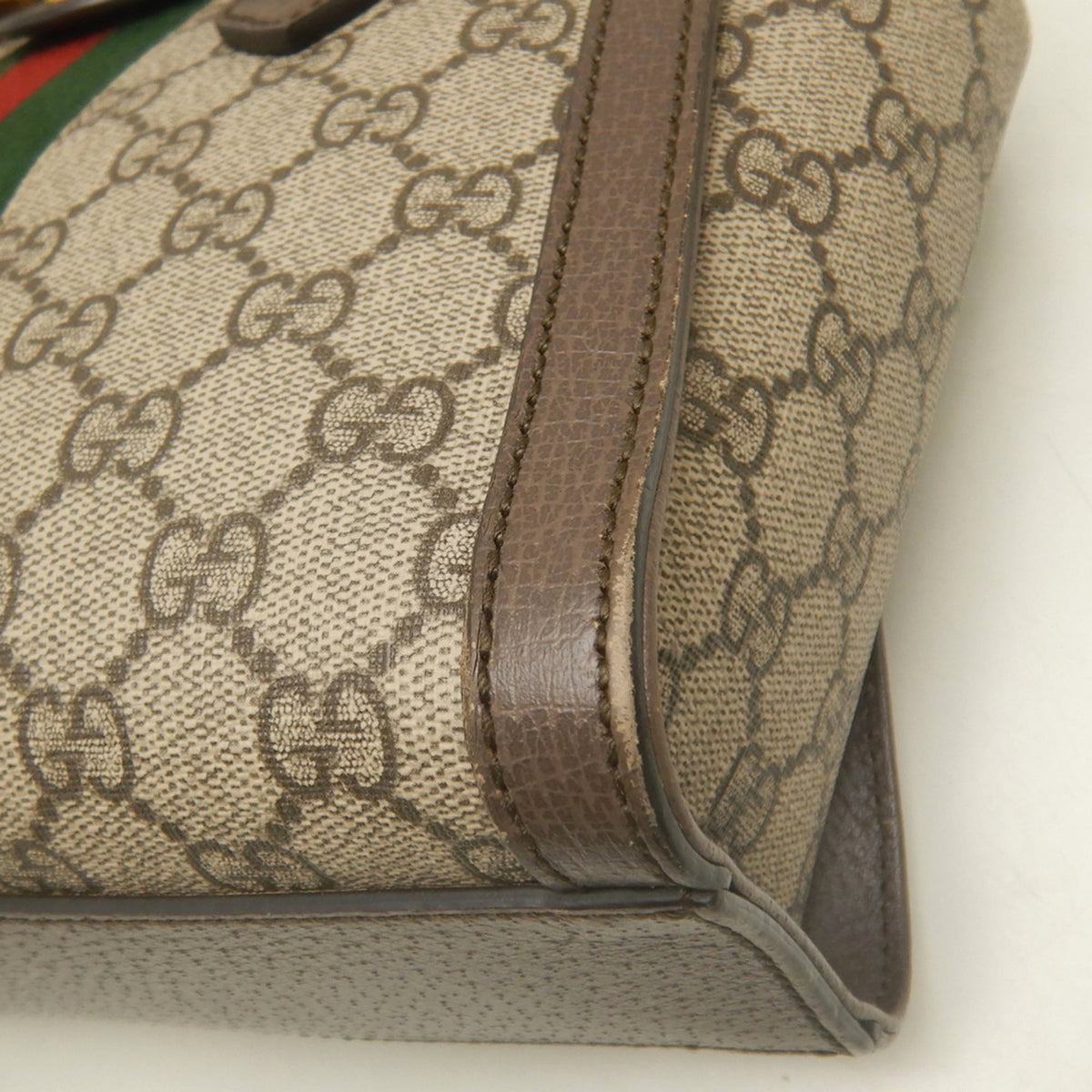 Gucci Beige Brown Gg Supreme Leather Handbag (Pre-Owned)