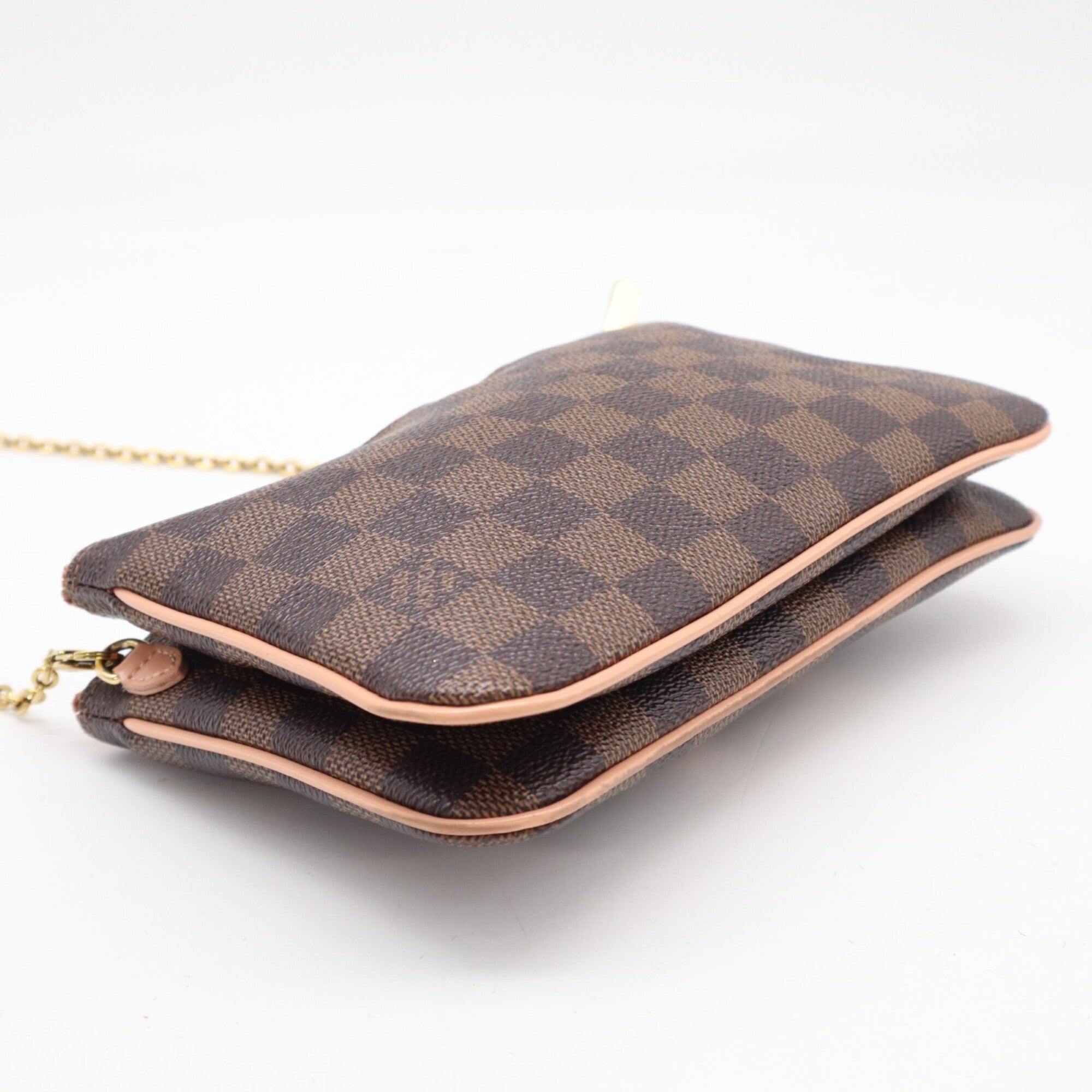 Louis Vuitton Beige Pink Brown Damier Canvas Galle Coated Canvas Leather Pochette Shoulder Bag (Pre-Owned)