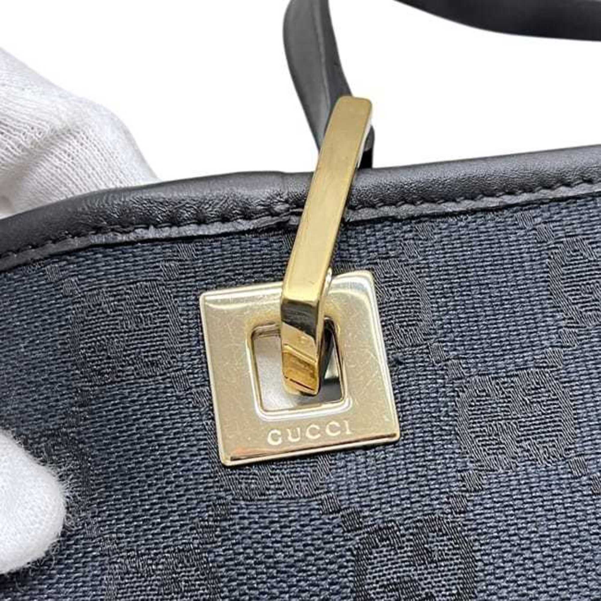 Gucci Black Gg Canvas Leather Tote Bag (Pre-Owned)