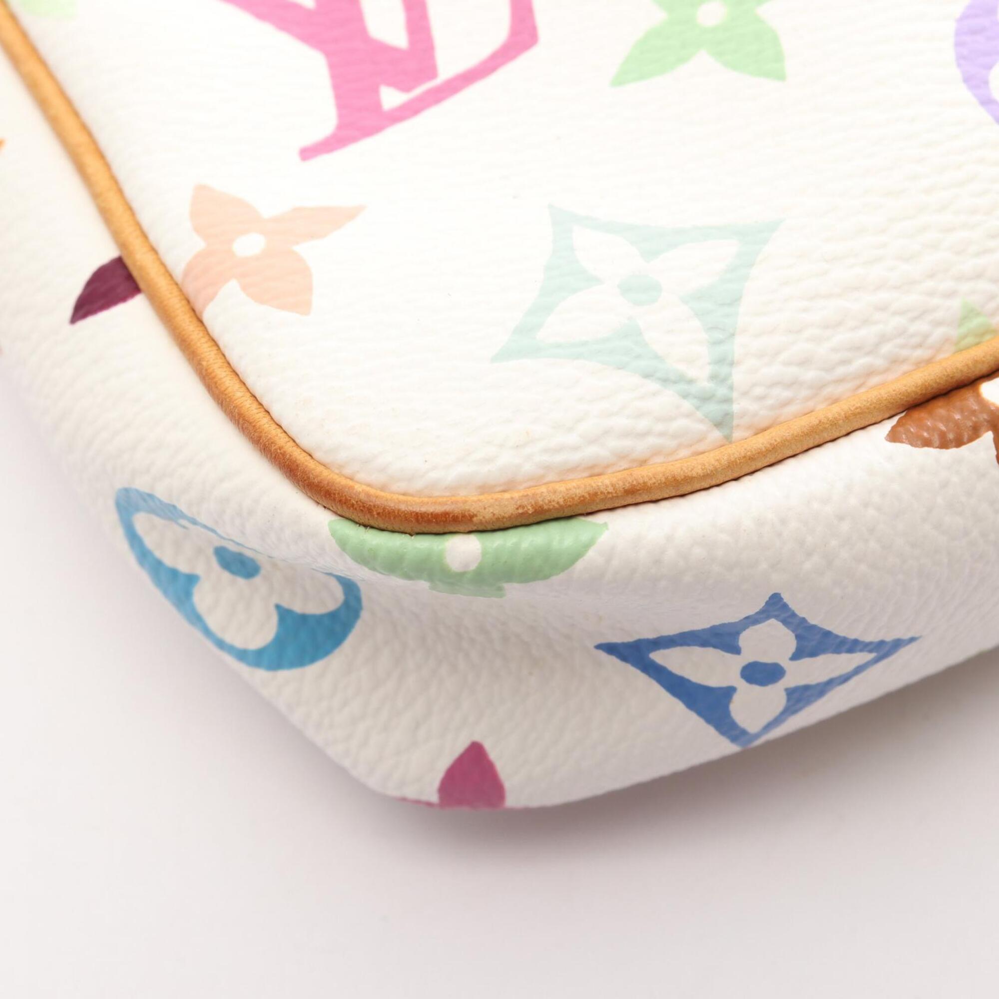Louis Vuitton White Coated Canvas Leather Handbag (Pre-Owned)