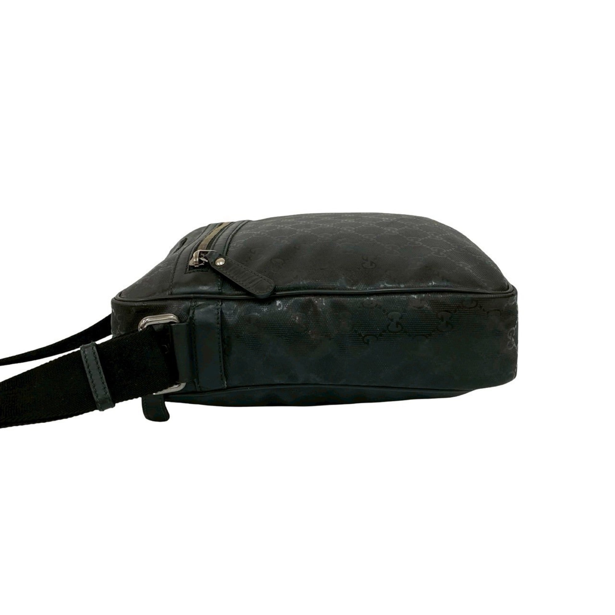 Gucci Black Leather Pvc Messenger Bag Pochette Shoulder Bag (Pre-Owned)
