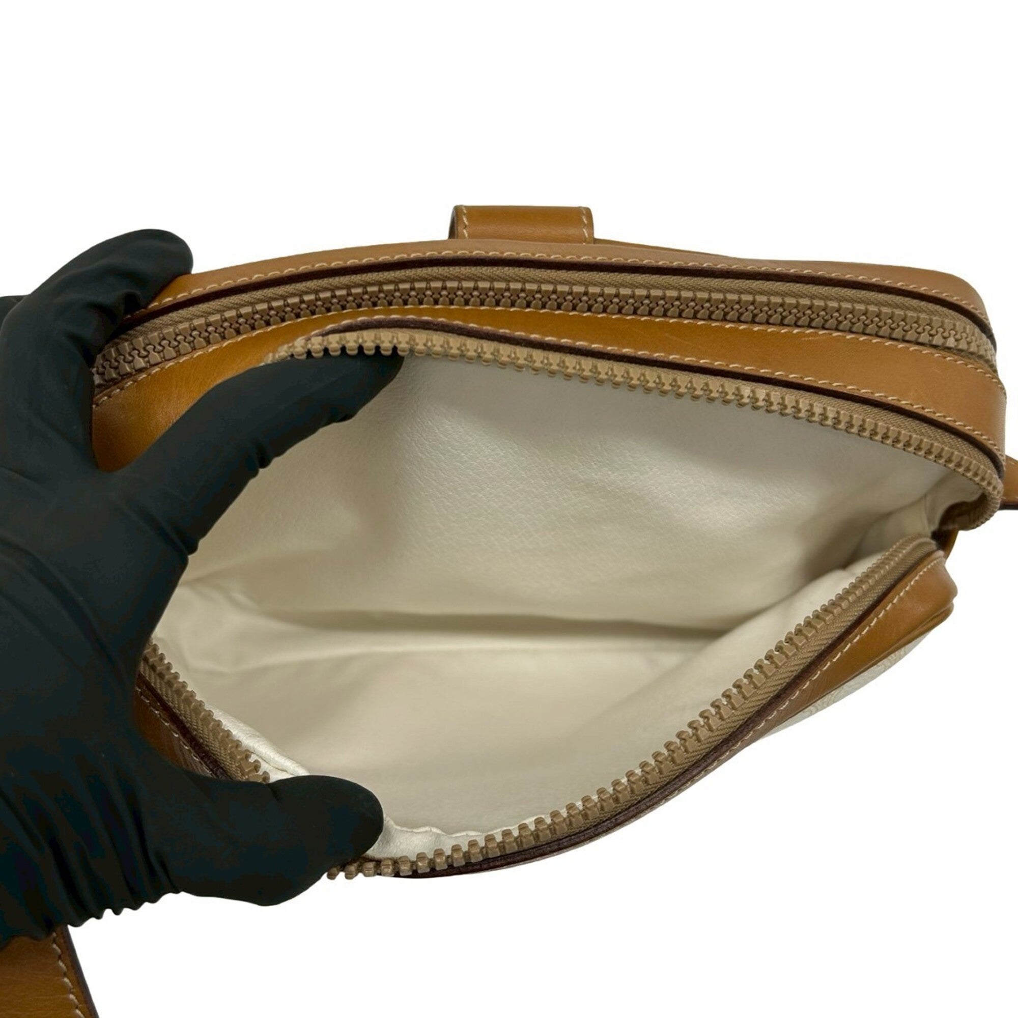 Celine Brown White Pvc Leather Pochette Shoulder Bag (Pre-Owned)