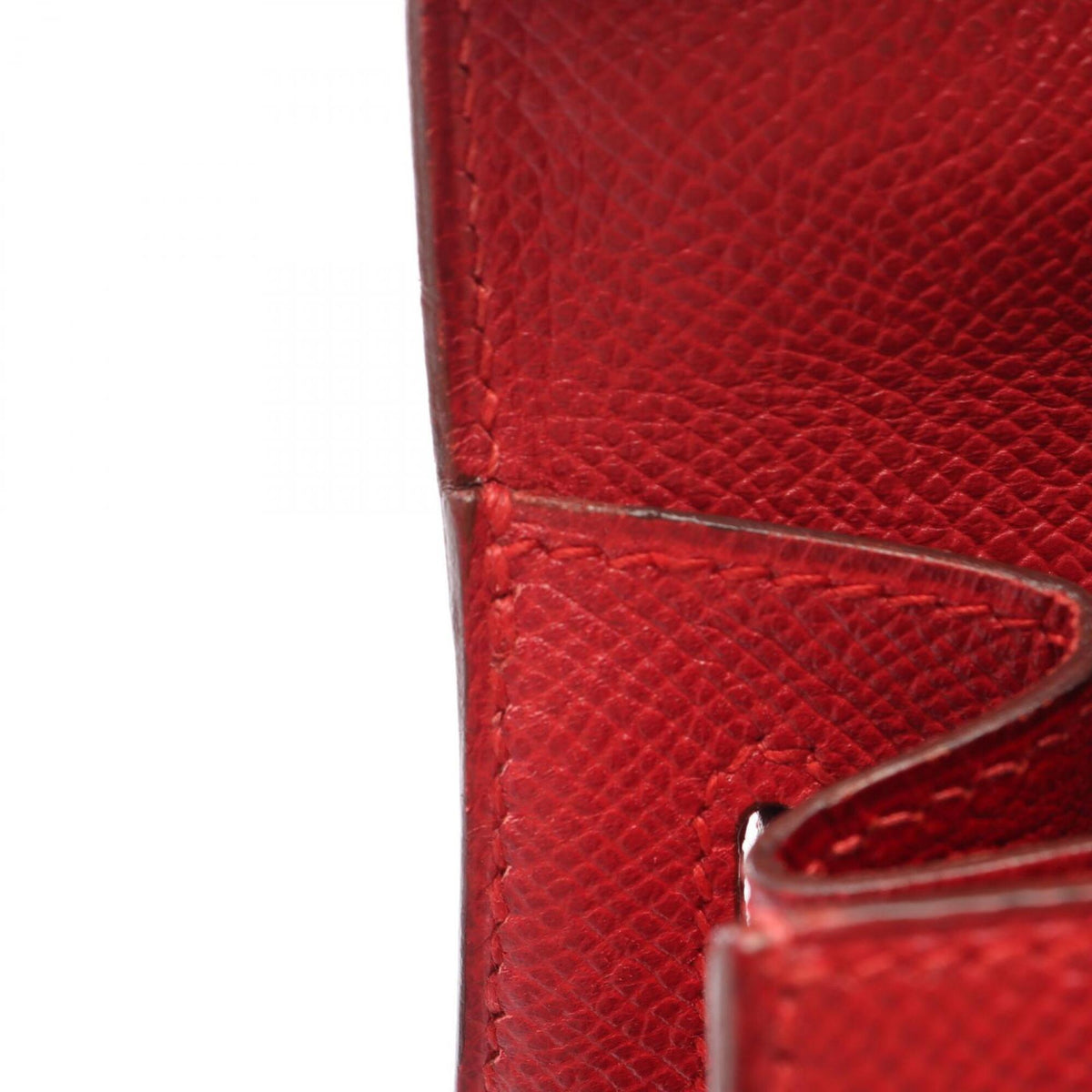 Hermes Red Color Rouge Vif Courchevel Leather Handbag (Pre-Owned)
