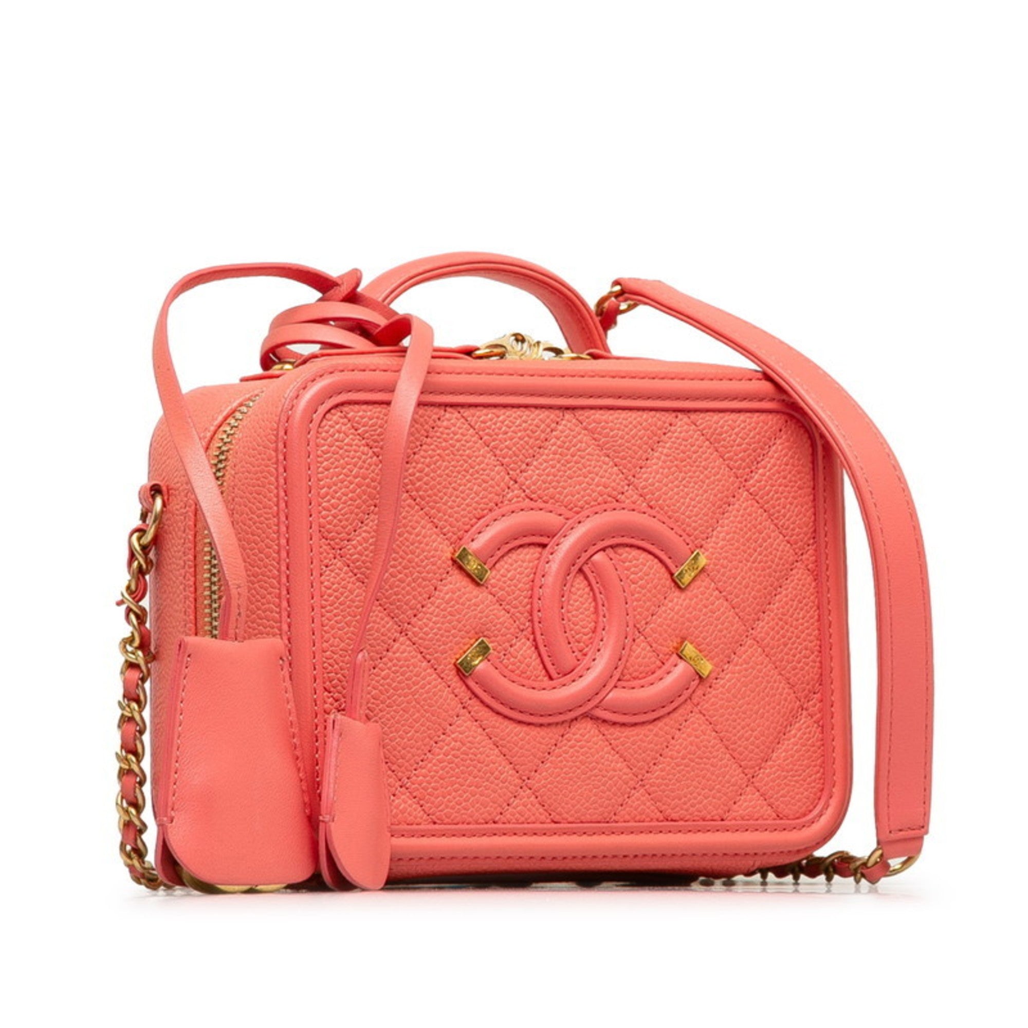 Chanel Pink Grained Calfskin Handbag Shoulder Bag (Pre-Owned)