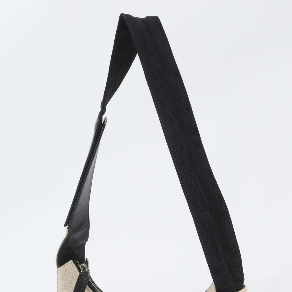 Prada Beige Leather Canvas Handbag Shoulder Bag Tote Bag (Pre-Owned)
