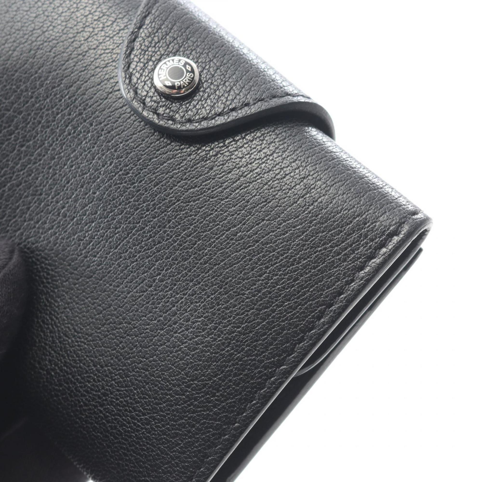 Hermes Black Chevre Leather Wallet (Tri-Fold) (Pre-Owned)