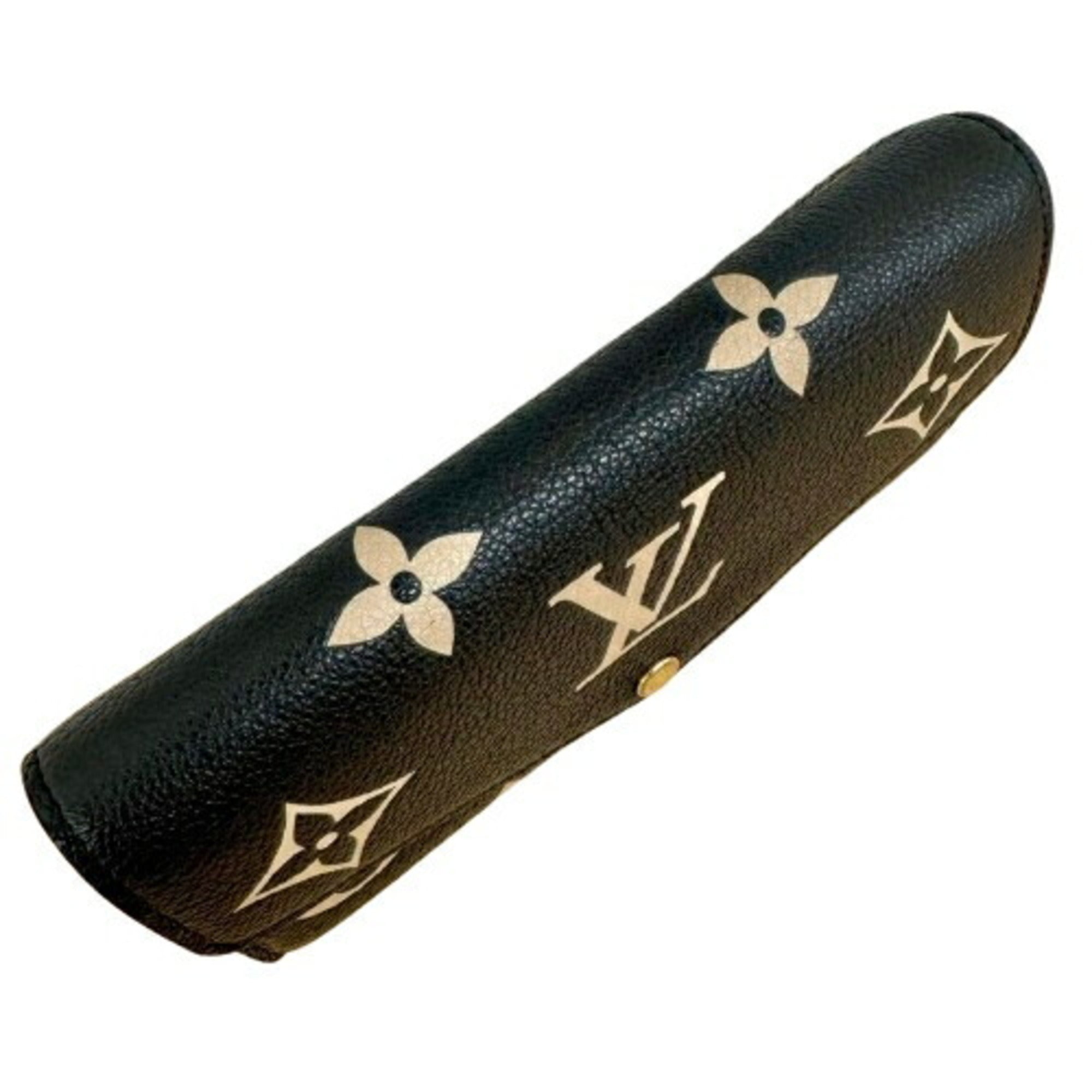 Louis Vuitton Monogram Empreinte Beige Black Leather Long Wallet (Bi-Fold) (Pre-Owned)