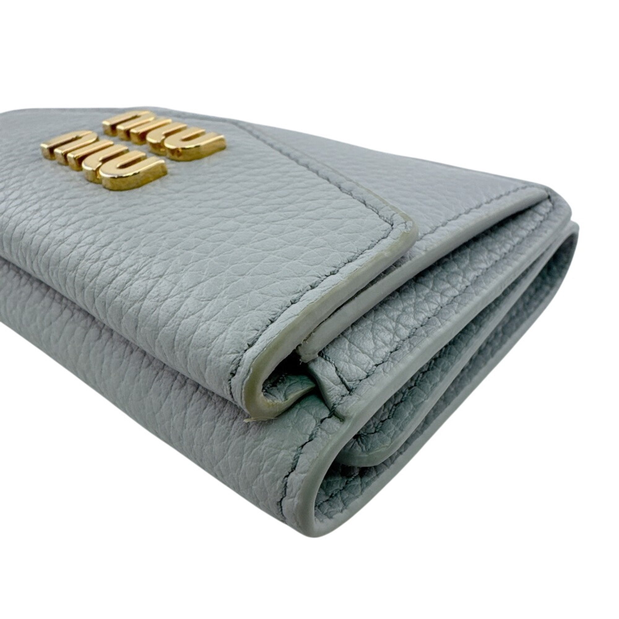 Miu Miu Blue Light Blue Gray Leather Wallet (Tri-Fold) (Pre-Owned)