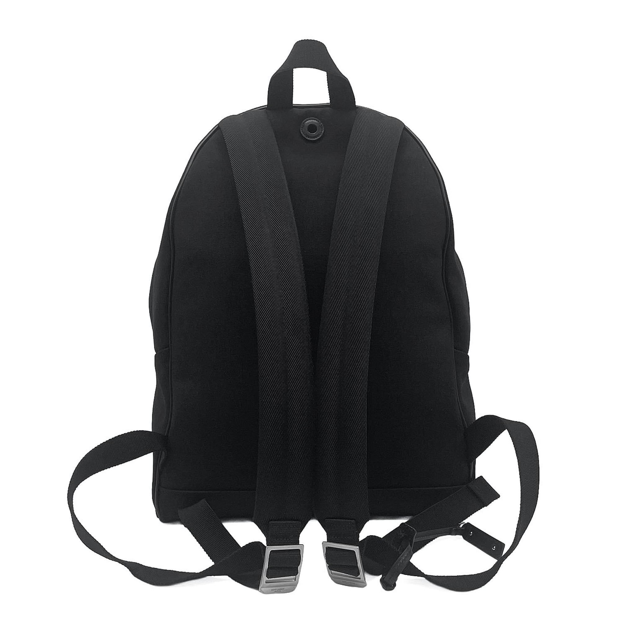 Yves Saint Laurent Black Canvas Leather Backpack (Pre-Owned)