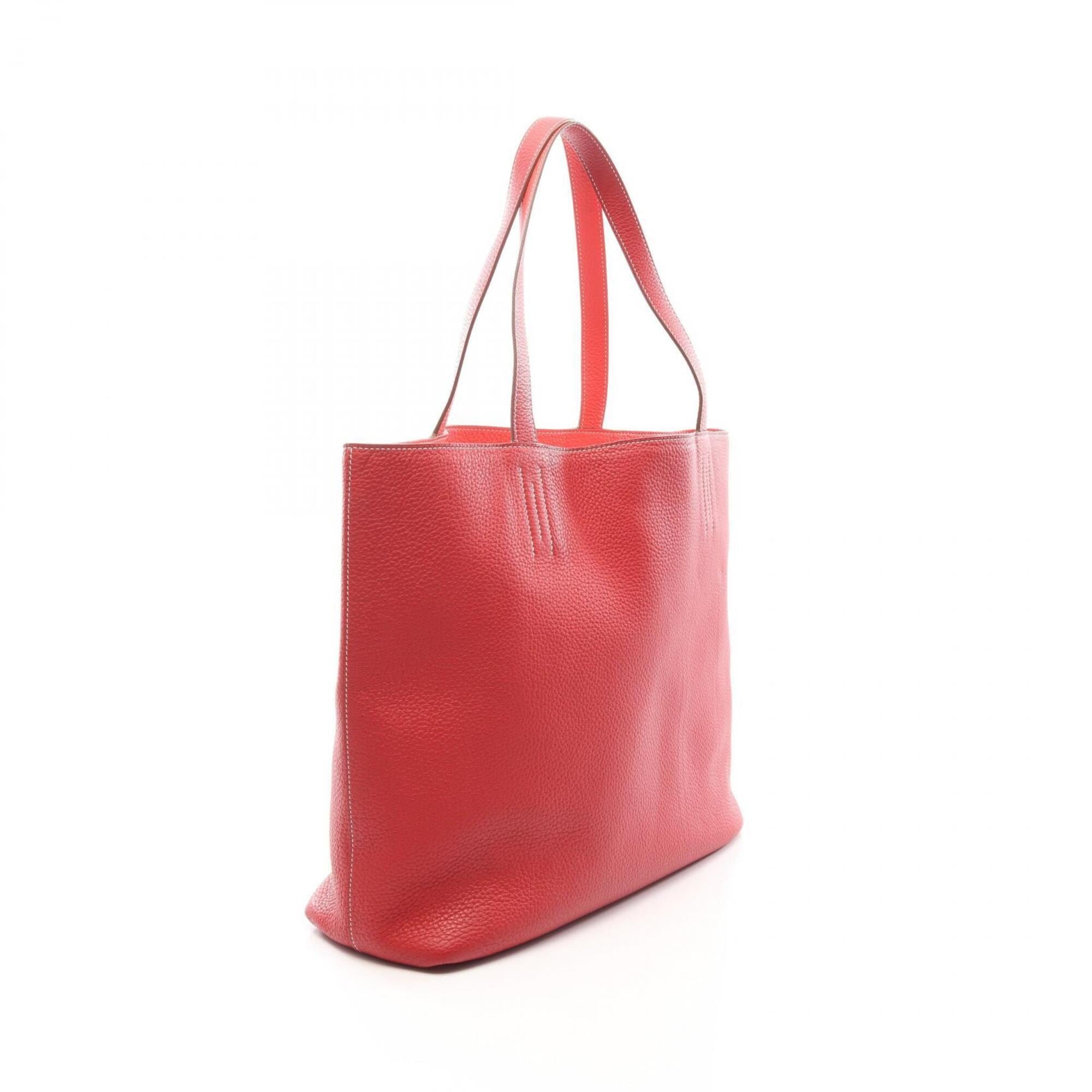 Hermes Pink Red Color Rose Jaipur Rouge Casaque Taurillon Clemence Leather Handbag Tote Bag (Pre-Owned)