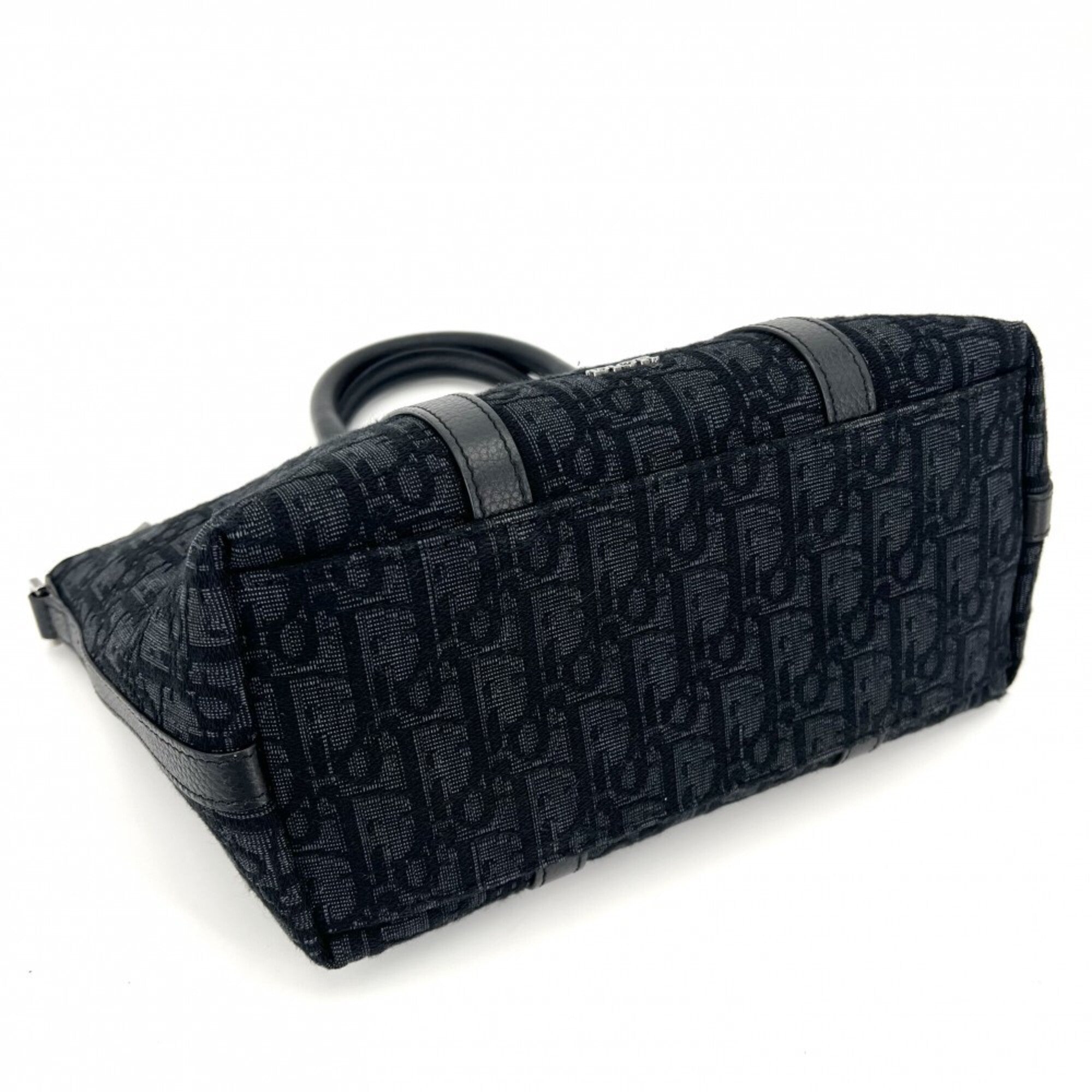 Christian Dior Navy Canvas Leather Handbag Shoulder Bag (Pre-Owned)