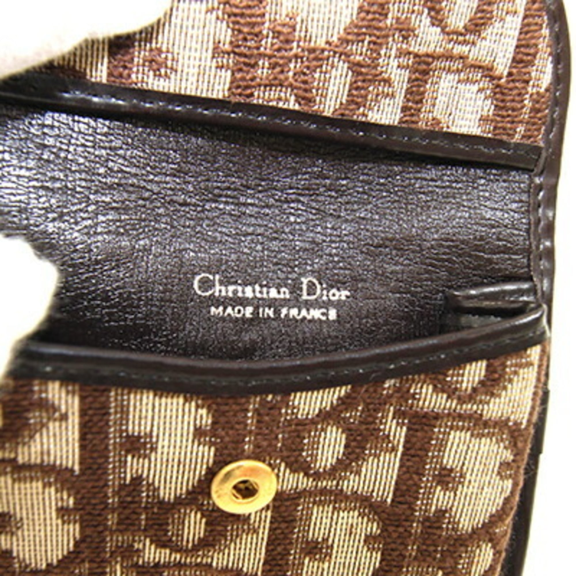 Christian Dior Trotter Brown Canvas Leather Coin Purse/Coin Case (Pre-Owned)
