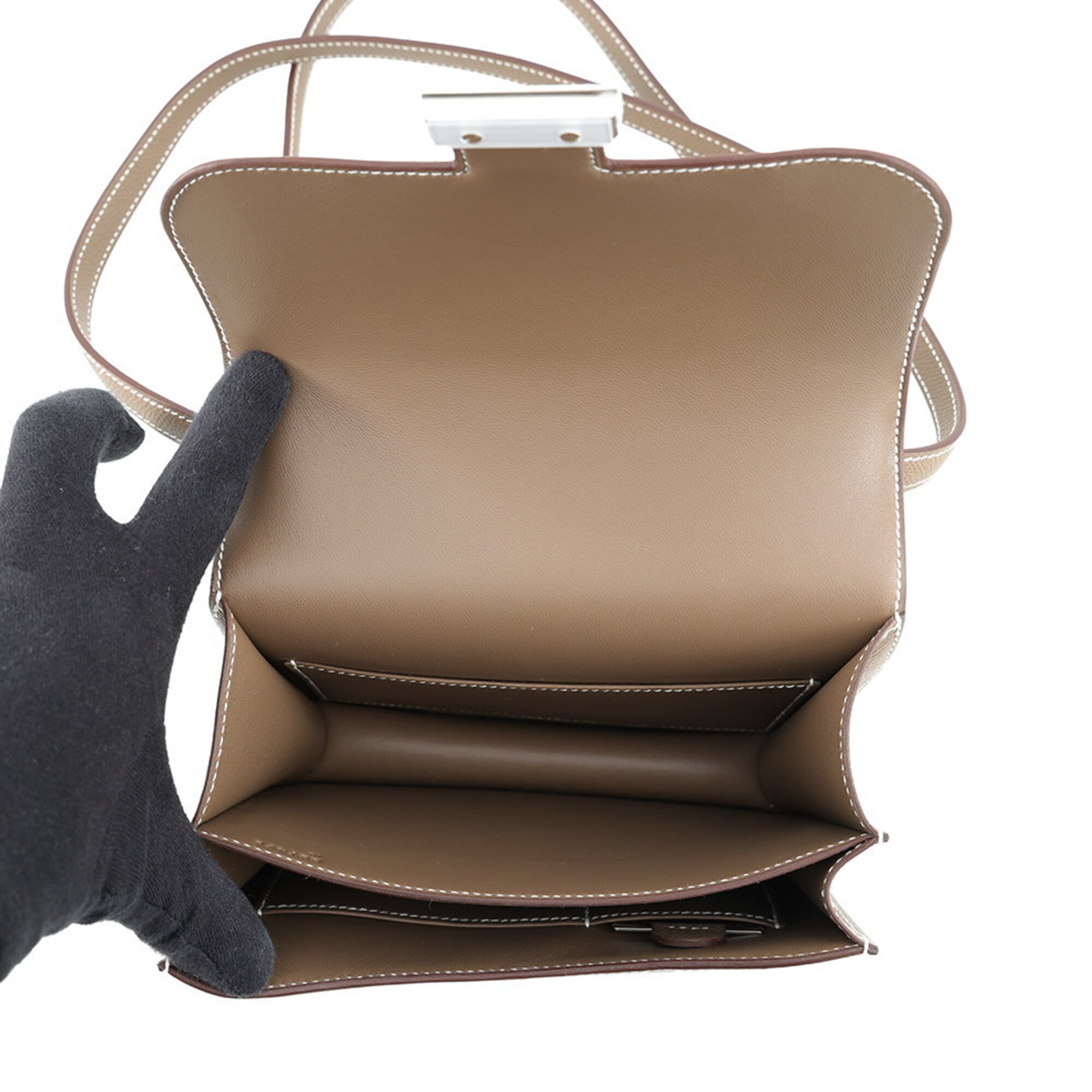 Hermes Etoupe Gray Epsom Leather Shoulder Bag