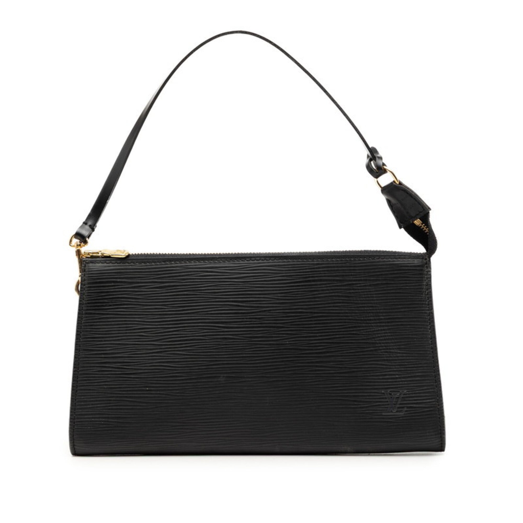 Louis Vuitton Black Noir Leather Handbag Pochette Pouch (Pre-Owned)