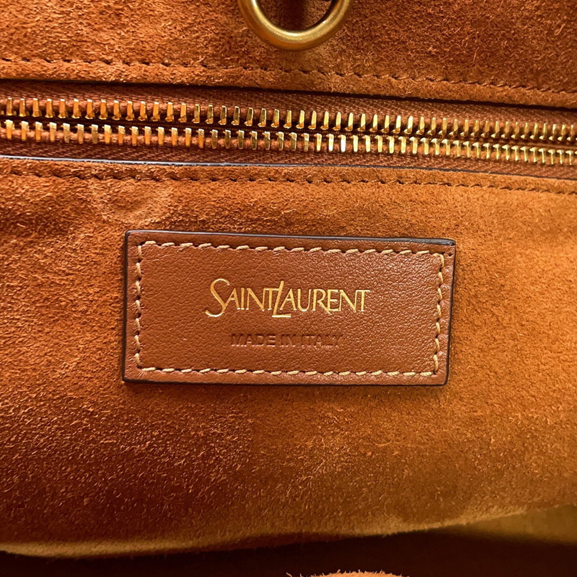 Yves Saint Laurent Brown Leather Handbag Tote Bag (Pre-Owned)
