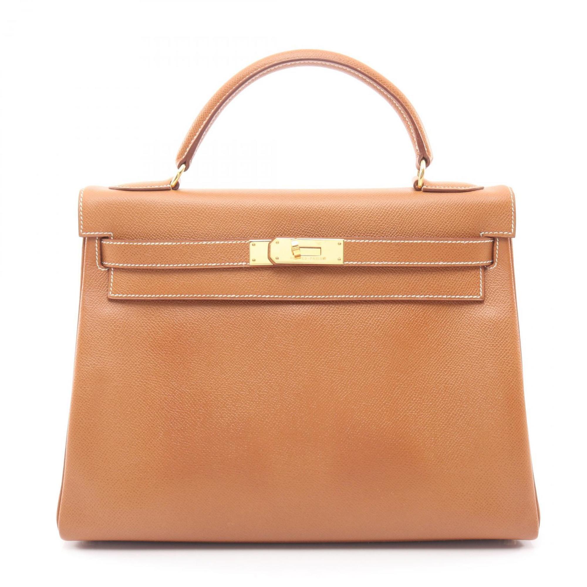 Hermes Brown Gold Brown Courchevel Leather Leather Handbag (Pre-Owned)