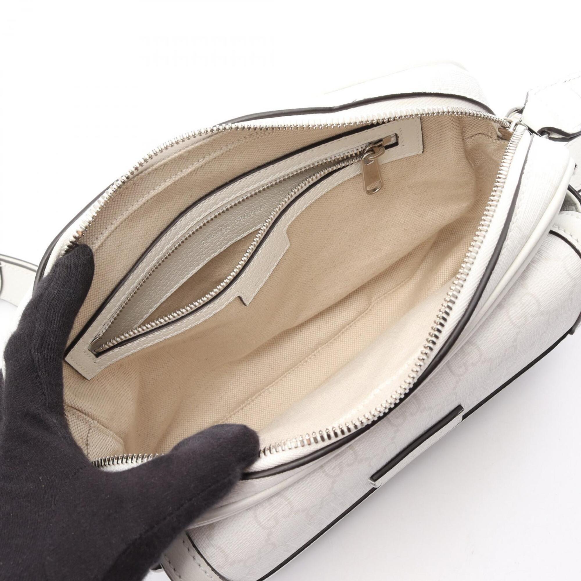 Gucci White Gg Supreme Leather Handbag Shoulder Bag (Pre-Owned)