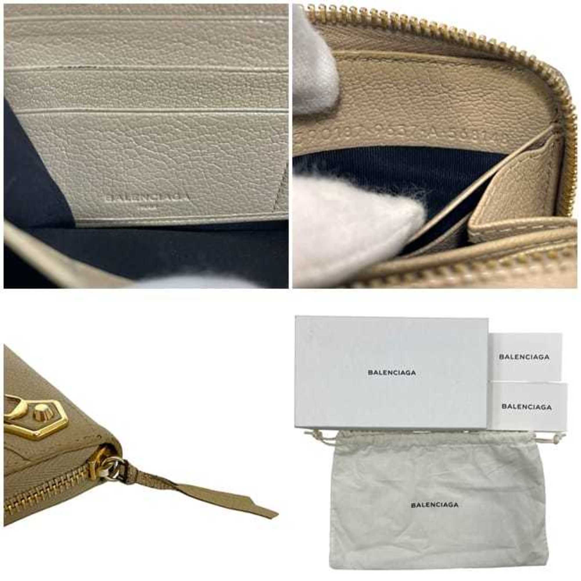 Balenciaga Beige Leather Long Wallet (Bi-Fold) (Pre-Owned)